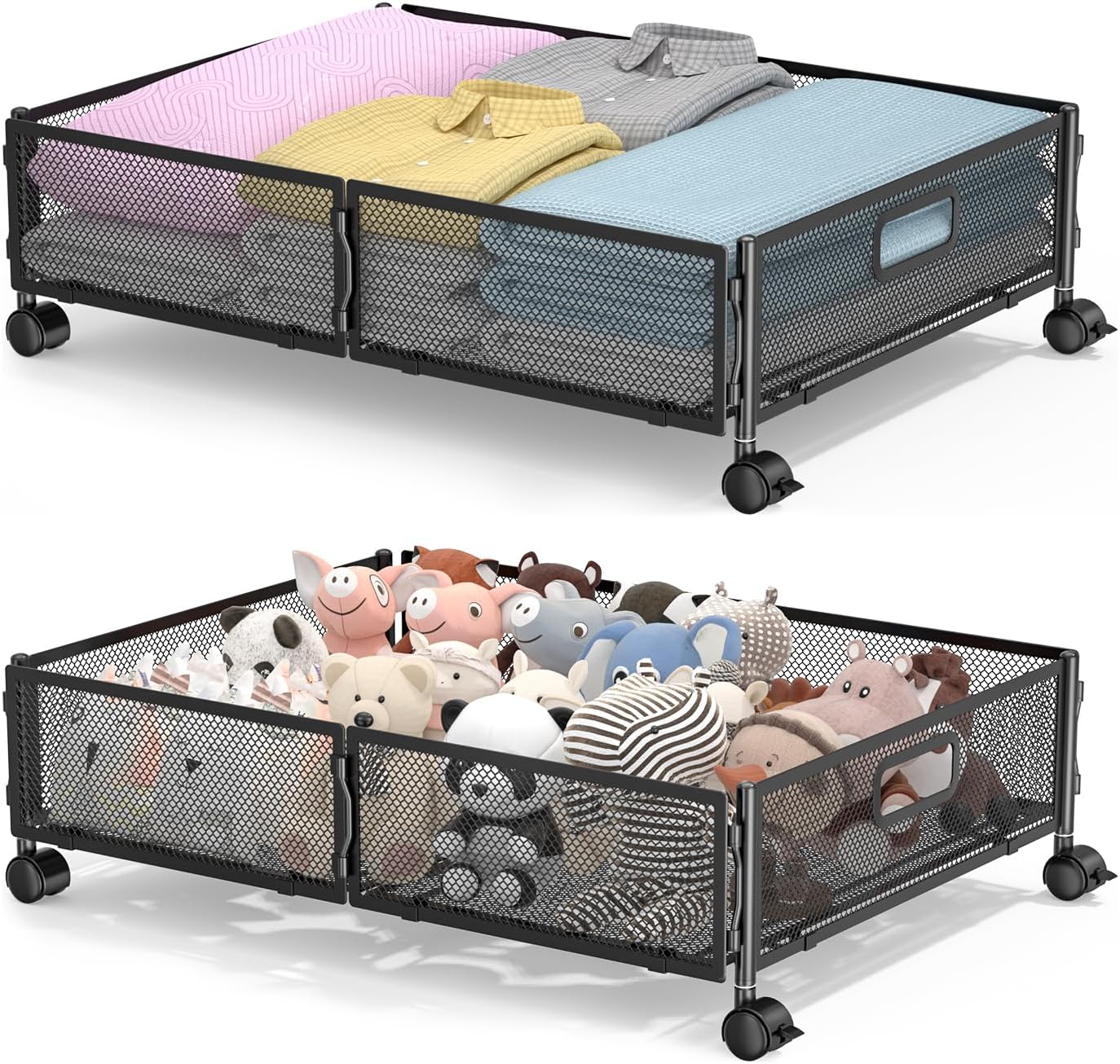 Under Bed Storage with Wheels,Rolling Under Bed Storage Containers,Under Bed Sho...