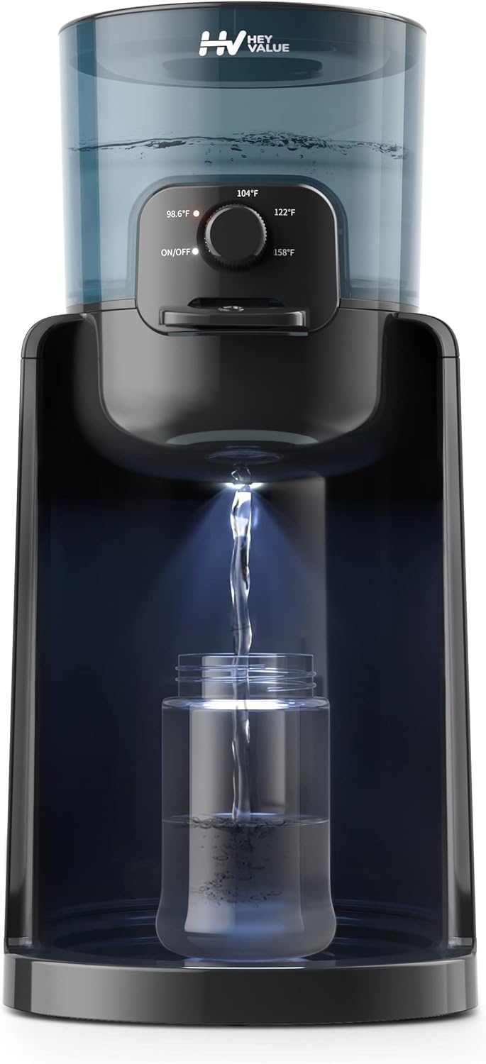 Water Warmer, HEYVALUE Baby Bottle Warmer, Formula Maker with Night Light, 4 Tem...