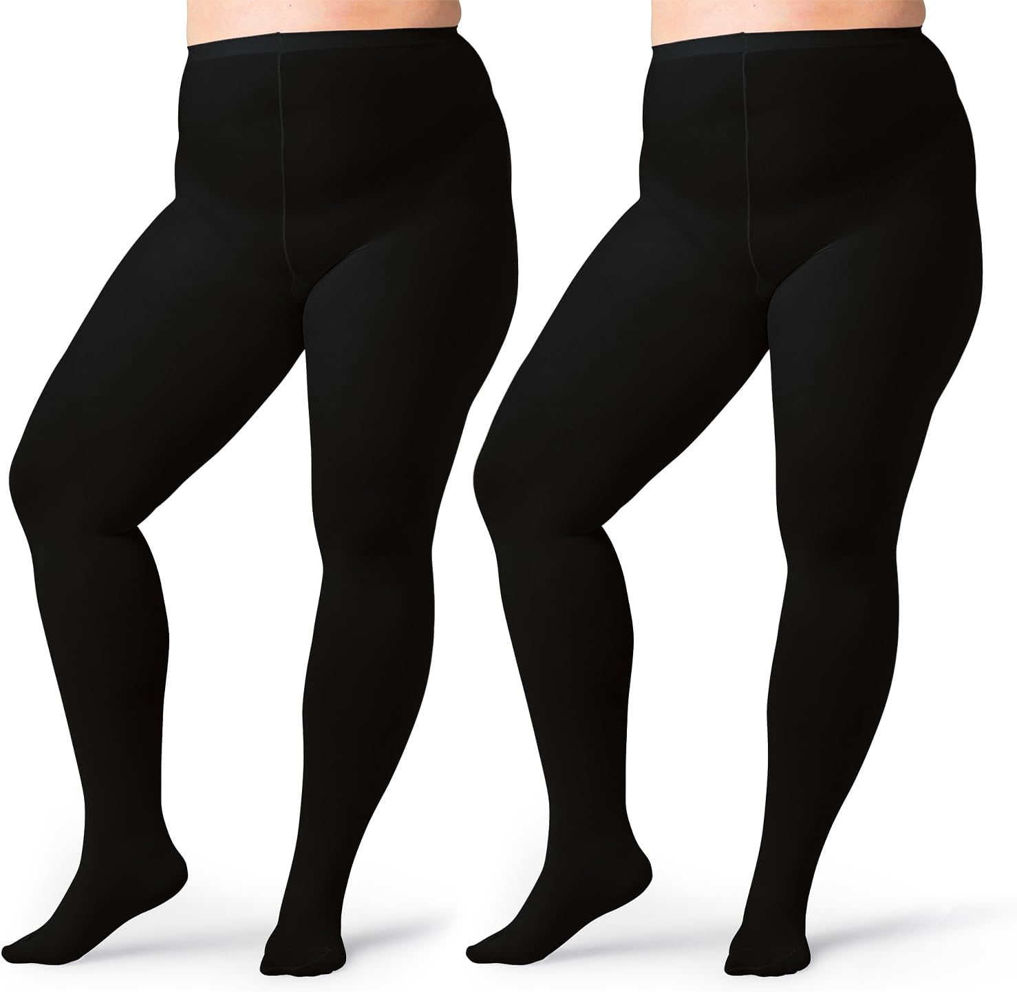 Silky Toes Plus Size Tights for Women Opaque Curvy Nylons Stockings 1-2 Pair Col...