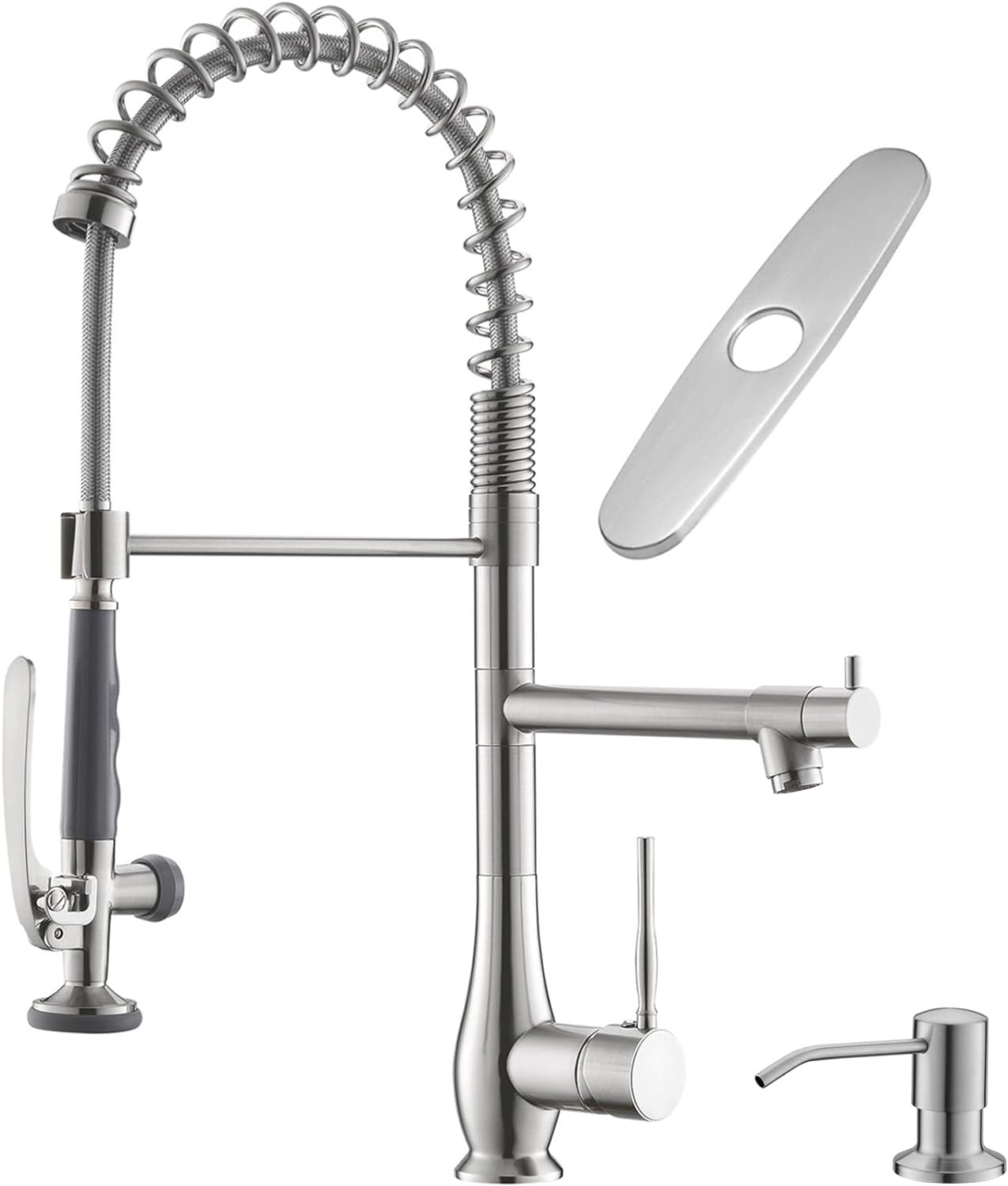 GIMILI Commercial Kitchen Faucet with Pull Down Sprayer, Double Headed Single Ha...