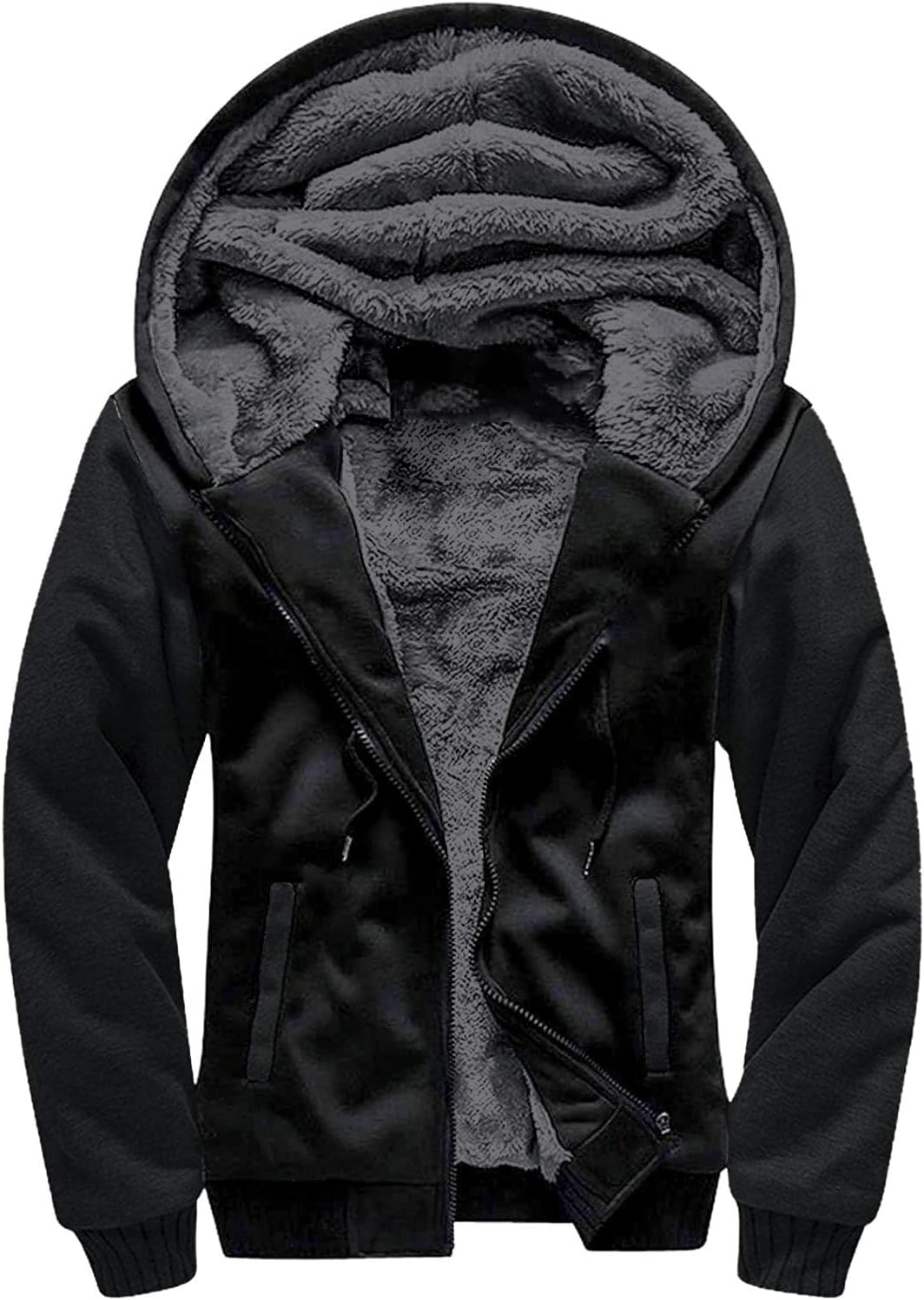 ZITY Men's Zip Up Hoodie Heavyweight Winter Sweatshirt Fleece Sherpa Lined Warm...