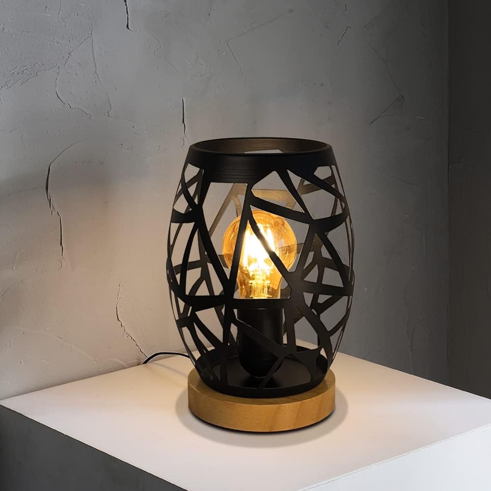 HHMTAKA Black Bedside Lamp Dimmable Metal Table La...
