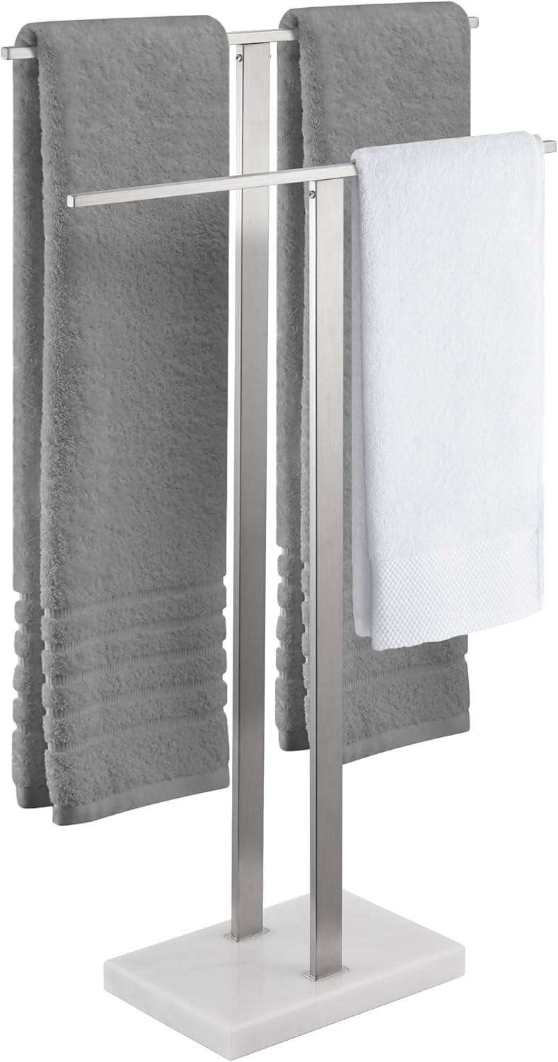 KES Standing Towel Rack 2-Tier Towel Rack Stand with Marble Base for Bathroom Fl...