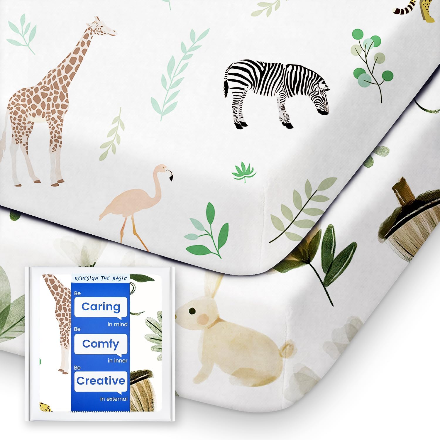 Pack N Play Sheets Fitted, TotBasic Ultra Soft Mini Crib Sheets Safari, Premium...