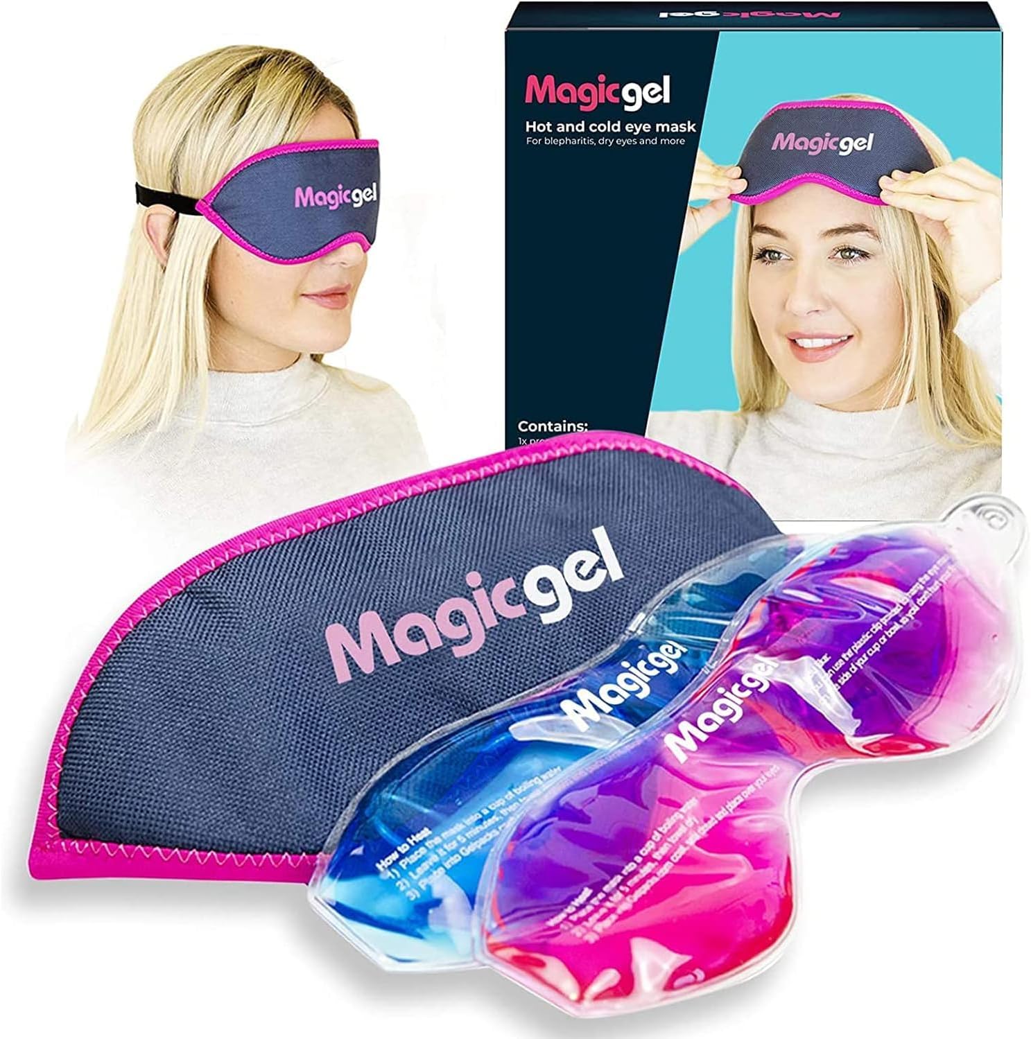 Magic Gel Cooling & Heated Eye Mask for Dry Eyes with 2 Gel Packs | Soothing Gel...