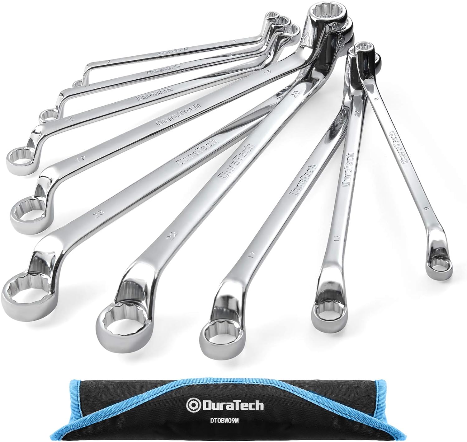 DURATECH Offset Box Wrench Set, Metric, 9-Piece, 6-23mm, 75-Degree, CR-V Steel,...