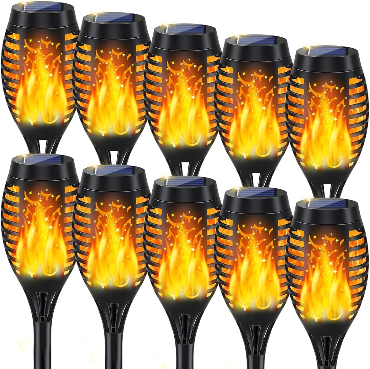 10Pack Solar Lights Outdoor, Solar Torch Lights Outdoor Flickering Flame for Out...