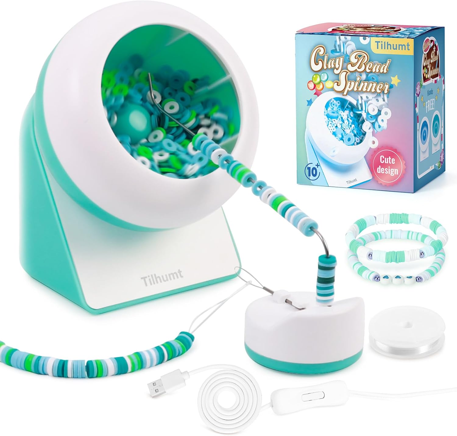 Tilhumt Clay Bead Spinner, Electric Bead Spinner for Jewelry Making, Automatic C...