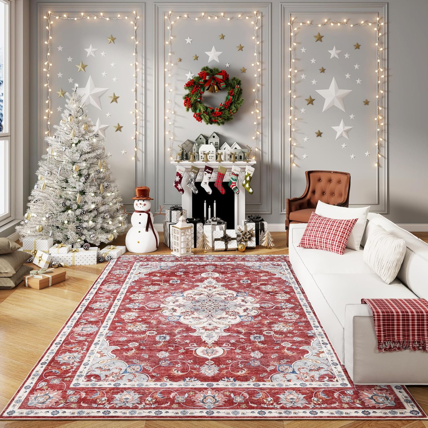 DUKINO 8x10 Area Rugs, Non Slip Distressed Living Room Rugs, Soft Washable Dinin...