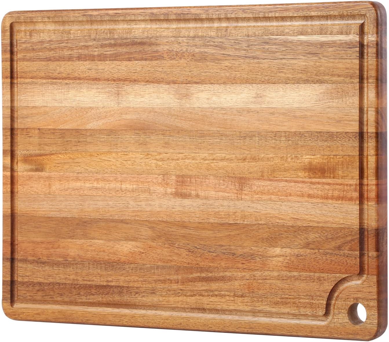 Large Acacia Wood Cutting Board for Kitchen - Caperci Better Chopping Board with...