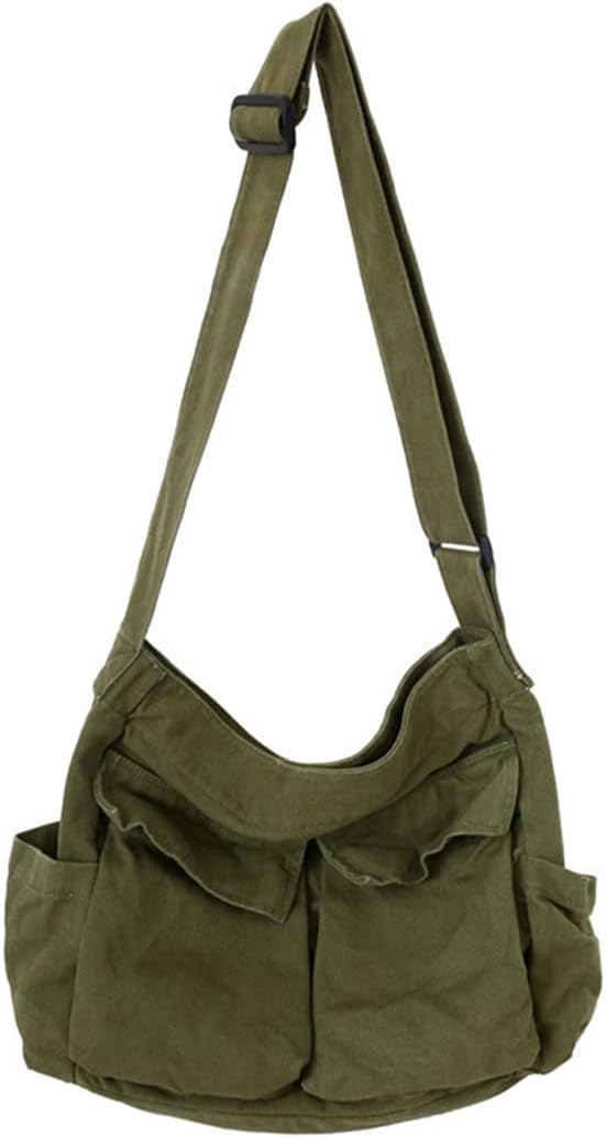 GAXOS Aesthetic Cute Messenger Bag for School Vintage Black Canvas Crossbody for...