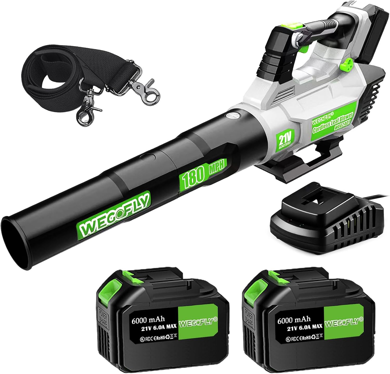 Leaf Blower Cordless,650CFM / 180MPH Electric Cordless Leaf Blower, with 21V 2x6...