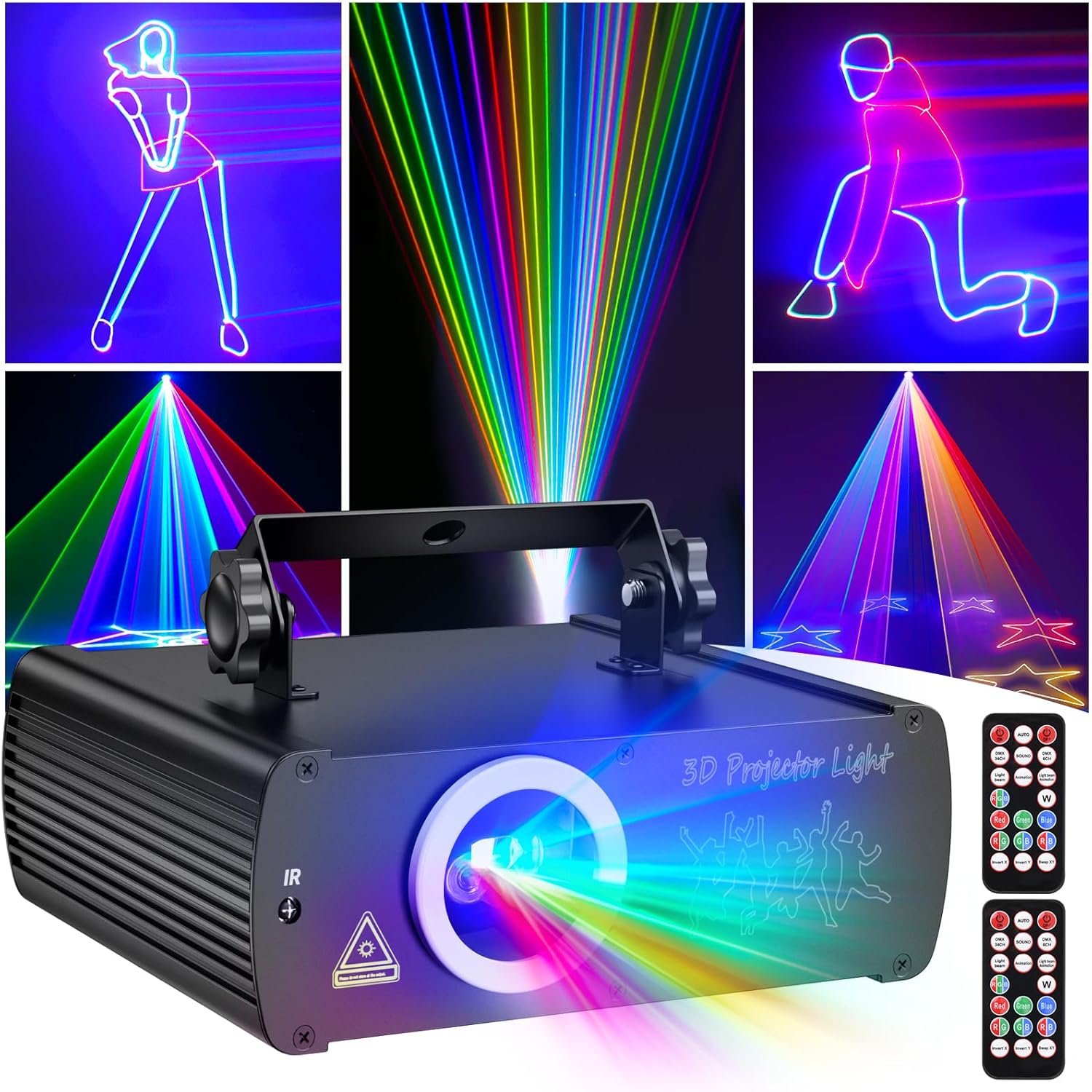 DJ Laser Party Lights, 3D Animation RGB Laser Stage Lighting, DMX512 Music Sound...