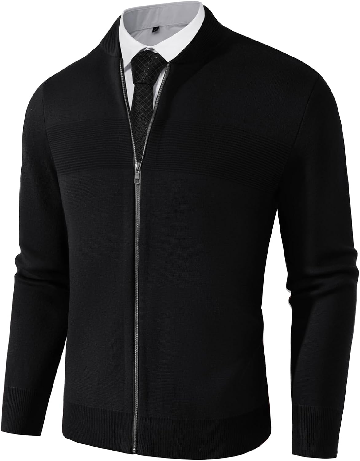 PJ PAUL JONES Mens Full Zip Cardigan Sweater Stand Collar Regular Fit Knit Sweat...