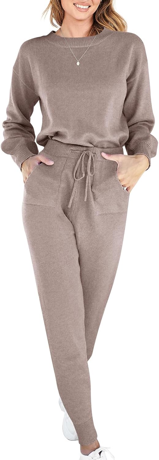 ANRABESS Women's Two Piece Outfits Sweater Sets Long Sleeve Knit Pullover and Jo...