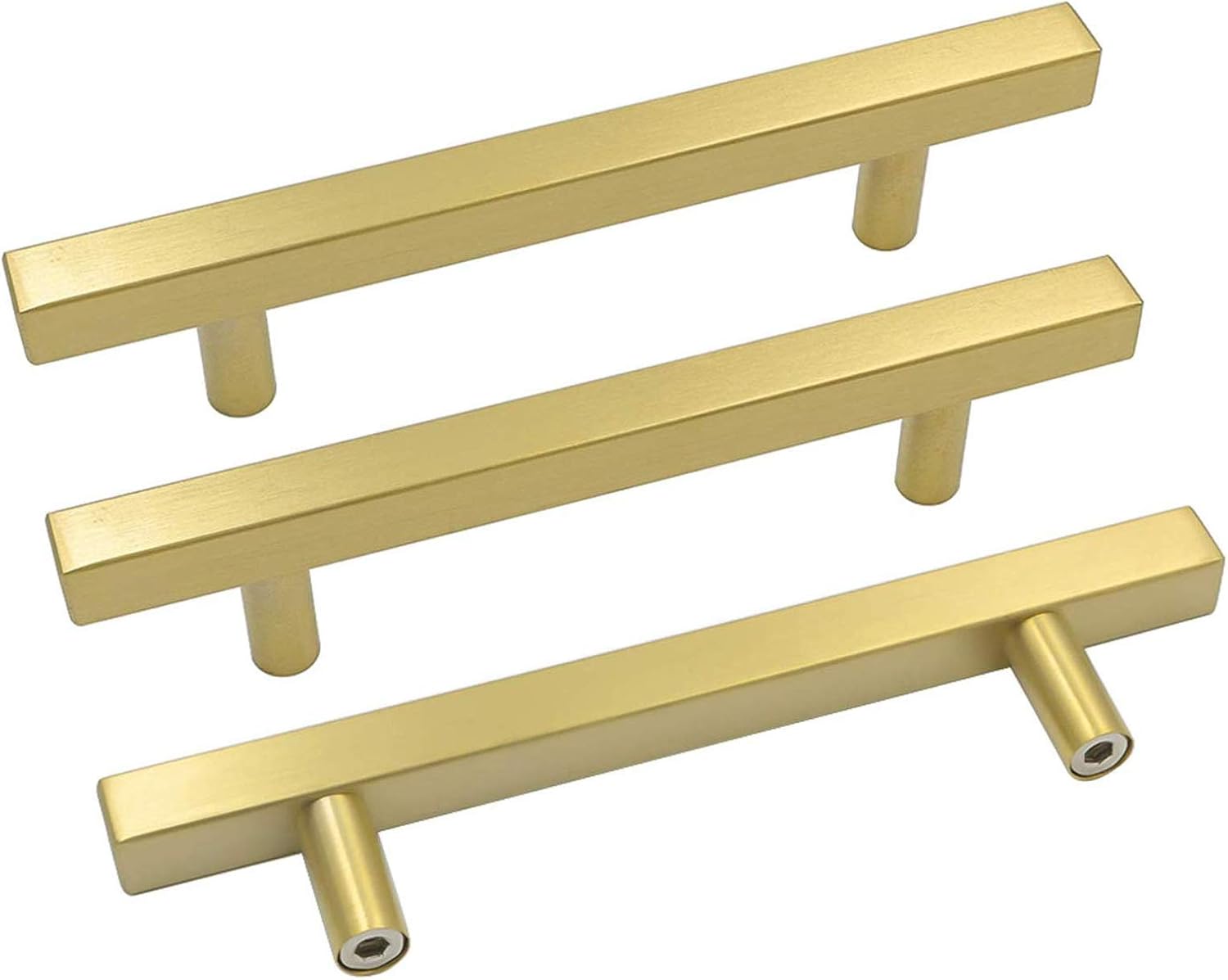 goldenwarm Gold Kitchen Hardware Brass Cabinet Handle Pulls 10 Pack - LS1212GD16...