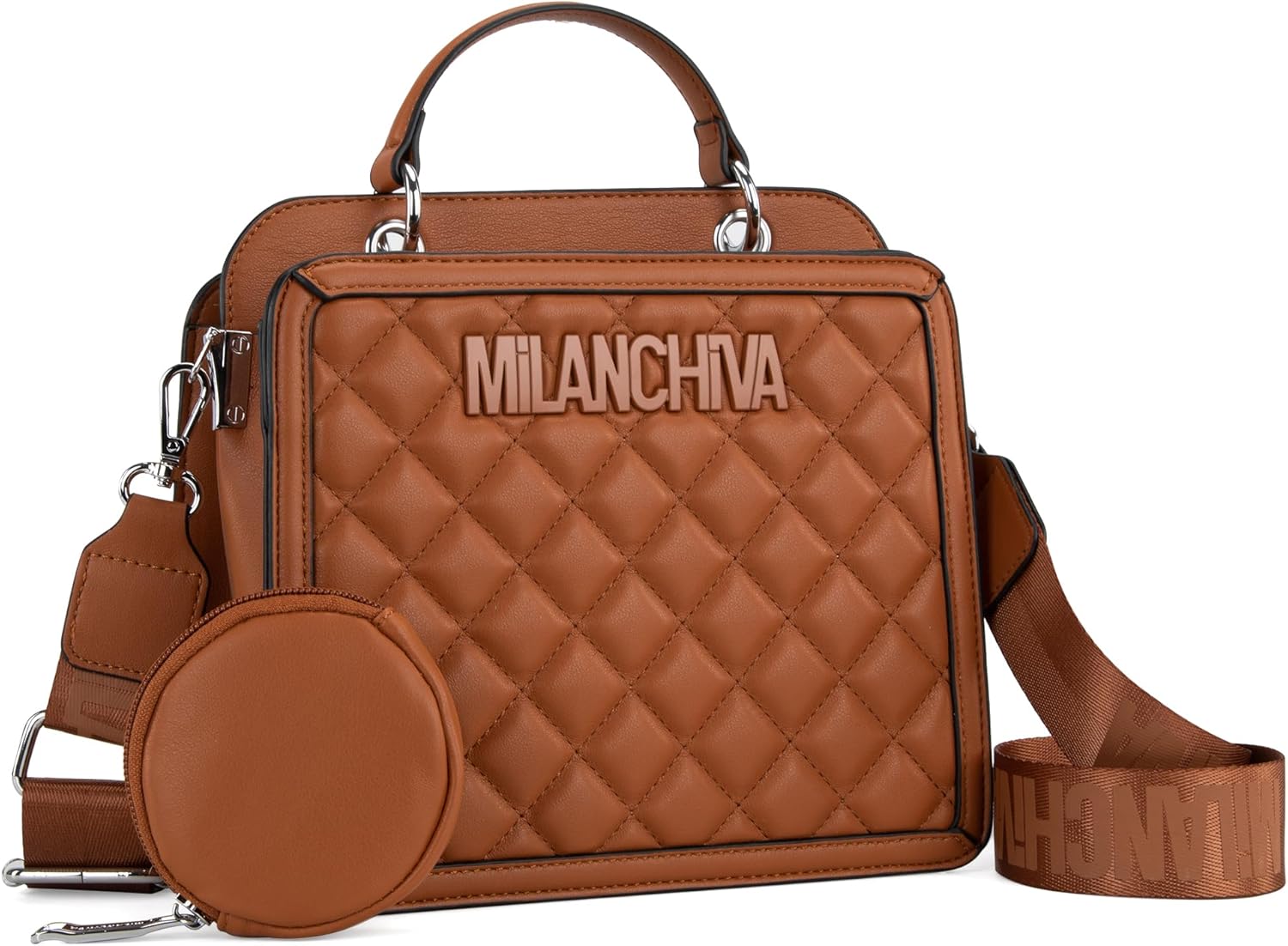 Milan Chiva Quilted Small Tote Bag for Women Top Handle Purse with Coin Purse Qu...
