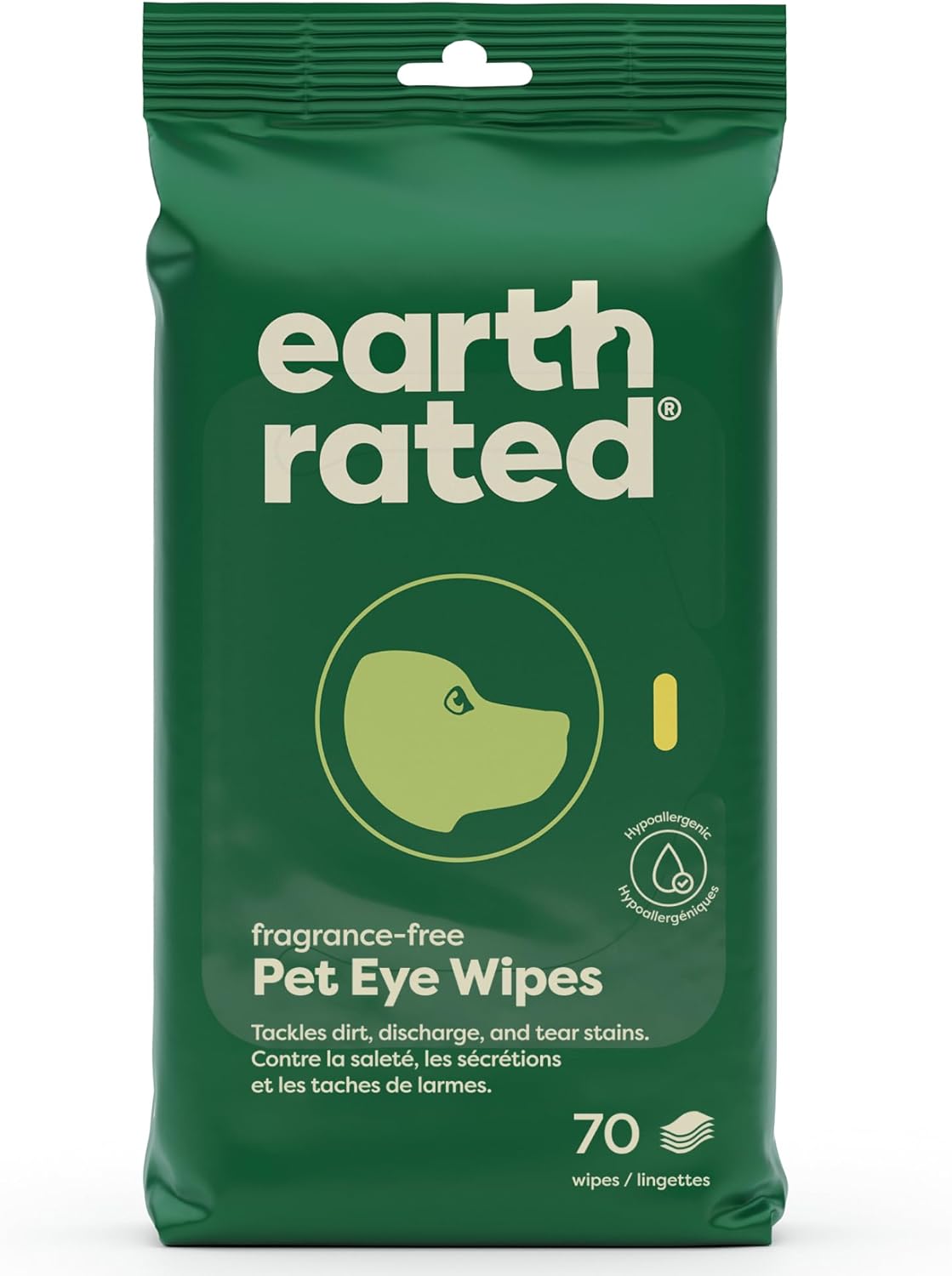 Earth Rated Pet Eye Wipes, Hypoallergenic Eye Wipes for Dogs & Cats to Reduce Te...