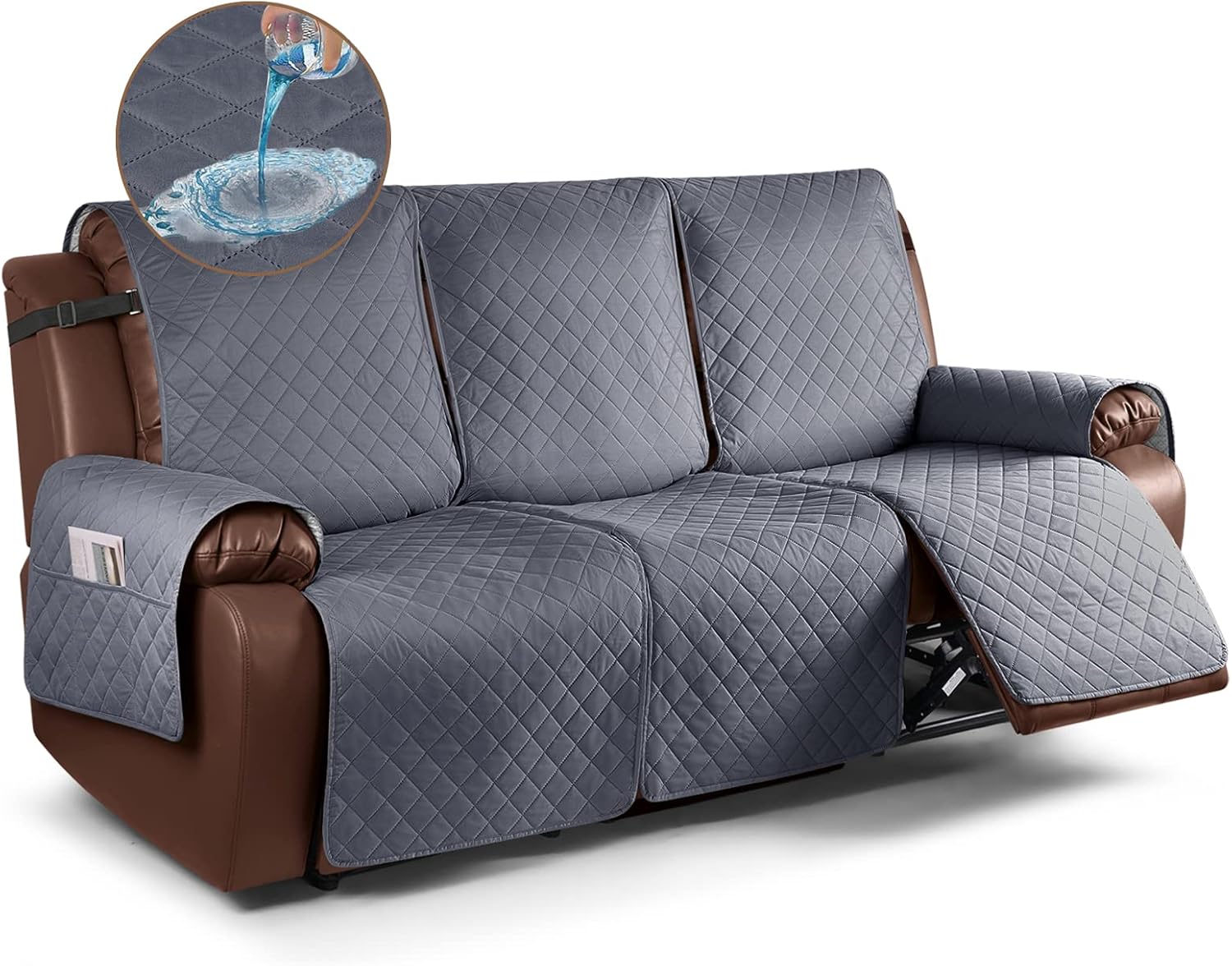 KinCam Waterproof Recliner Sofa Cover, Non-Slip Reclining Couch Covers for 3 Sea...