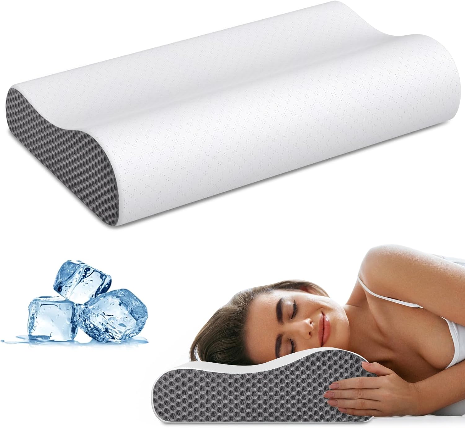 Neck Pillow Cervical Pillow for Pain Relief, Contour Memory Foam Pillows Ergonom...