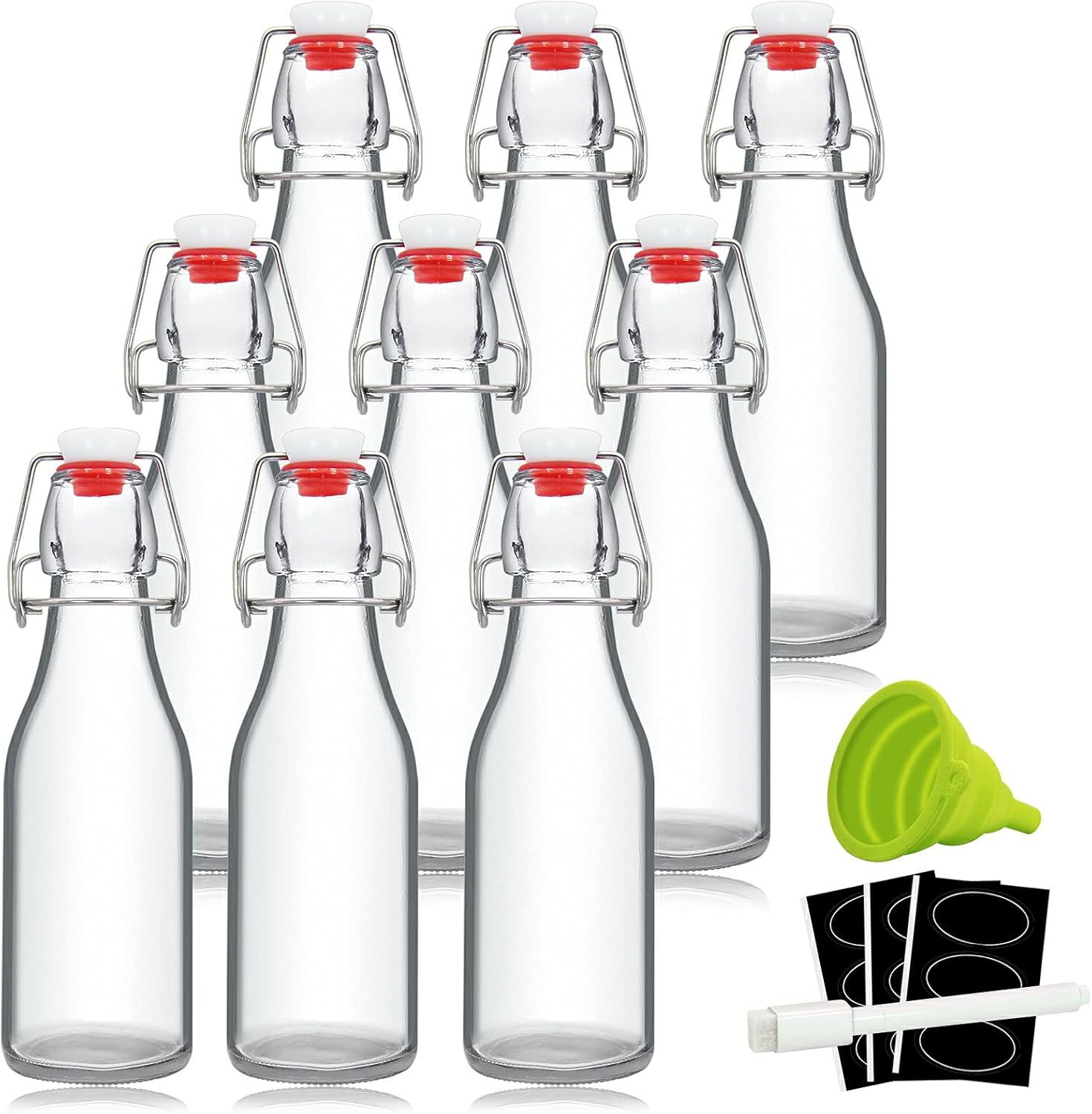 YEBODA 8oz Swing Top Bottles - Glass Beer Bottle with Airtight Rubber Seal Flip...
