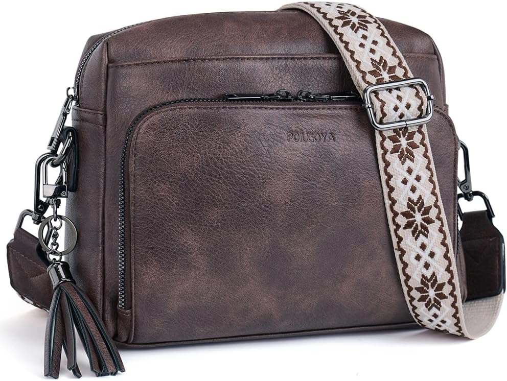 POIUGOYA Crossbody Purses for Women Trendy,Vegan Leather Medium Crossbody Bag,Wo...