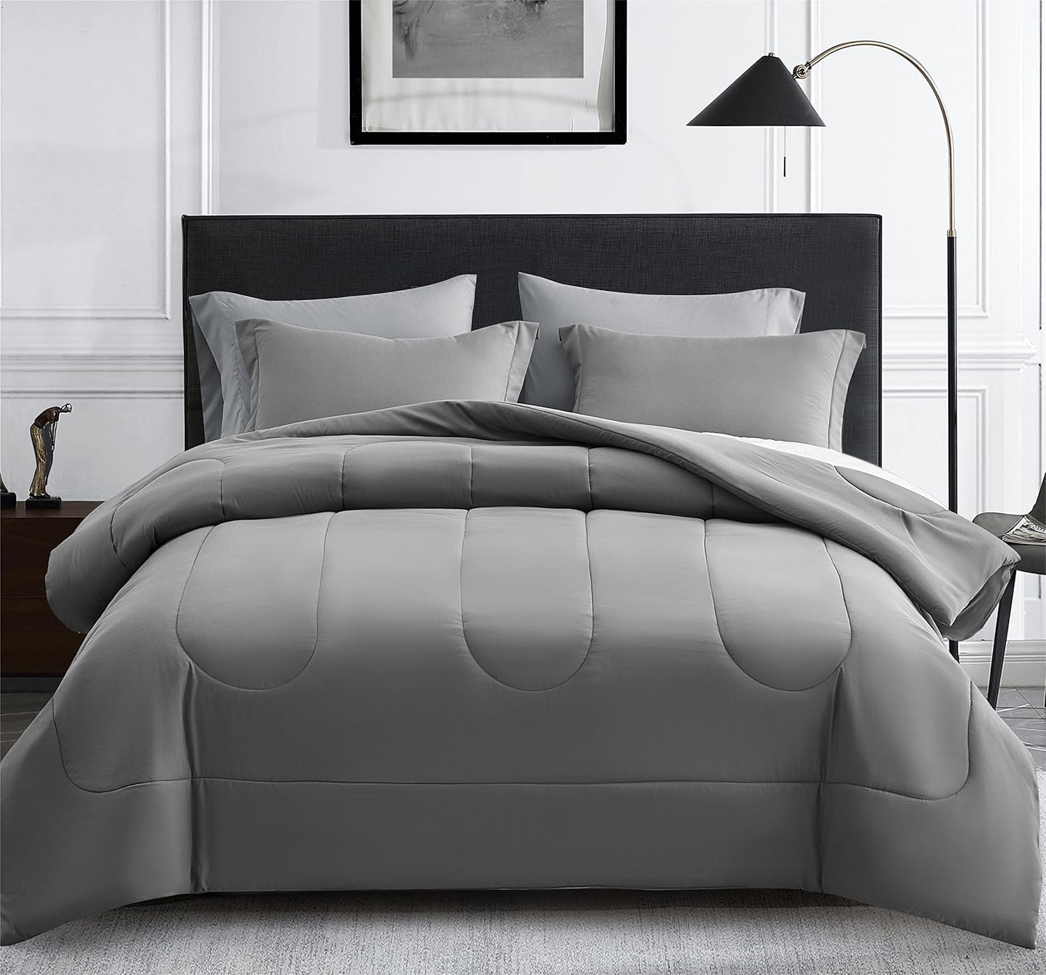Maple&Stone Queen Size Comforter Set 7 Pieces Bed in a Bag - Down Alternative Be...