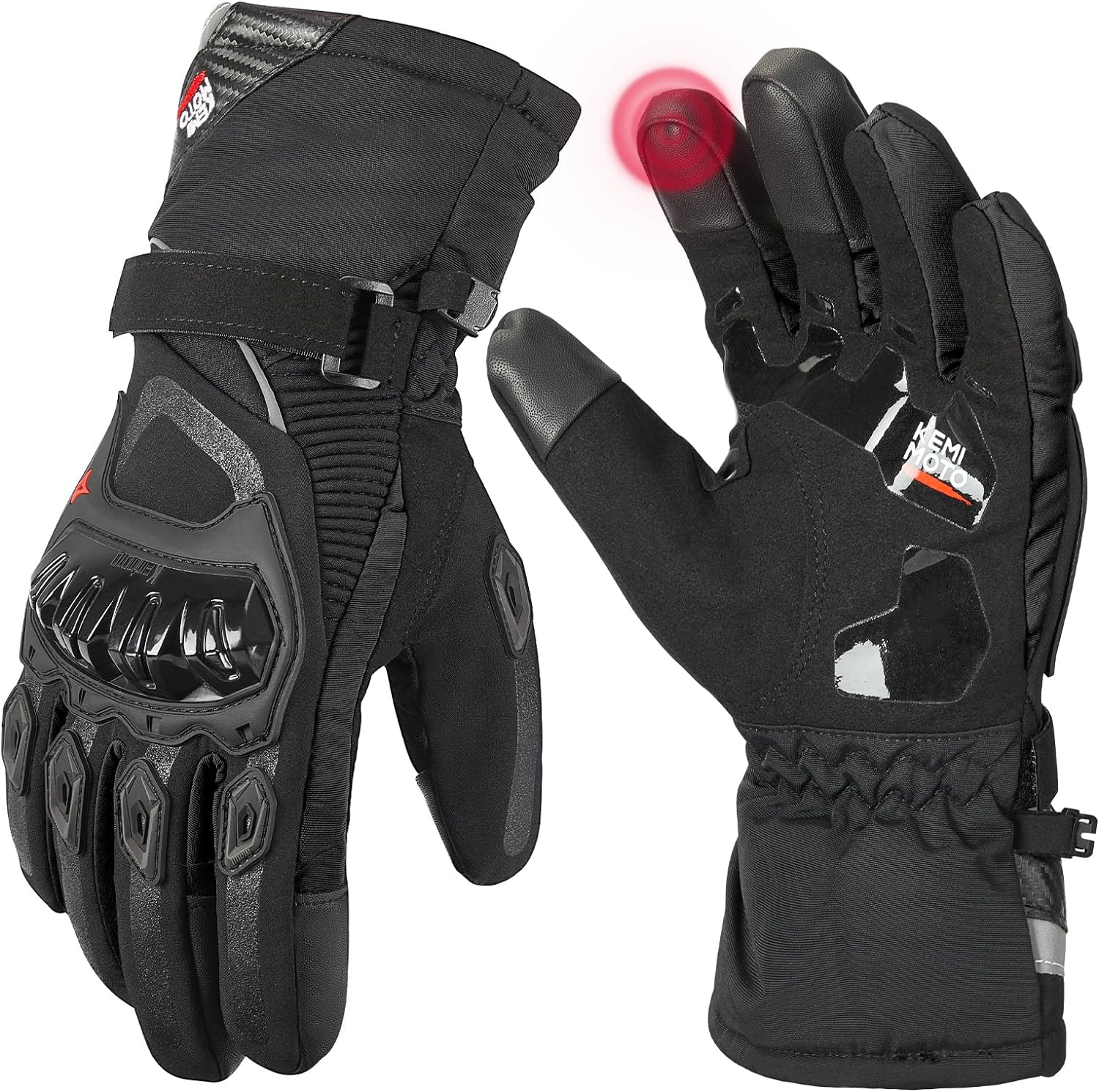 KEMIMOTO Winter Motorcycle Gloves, High-Quality Rainproof Riding Gloves with Tou...