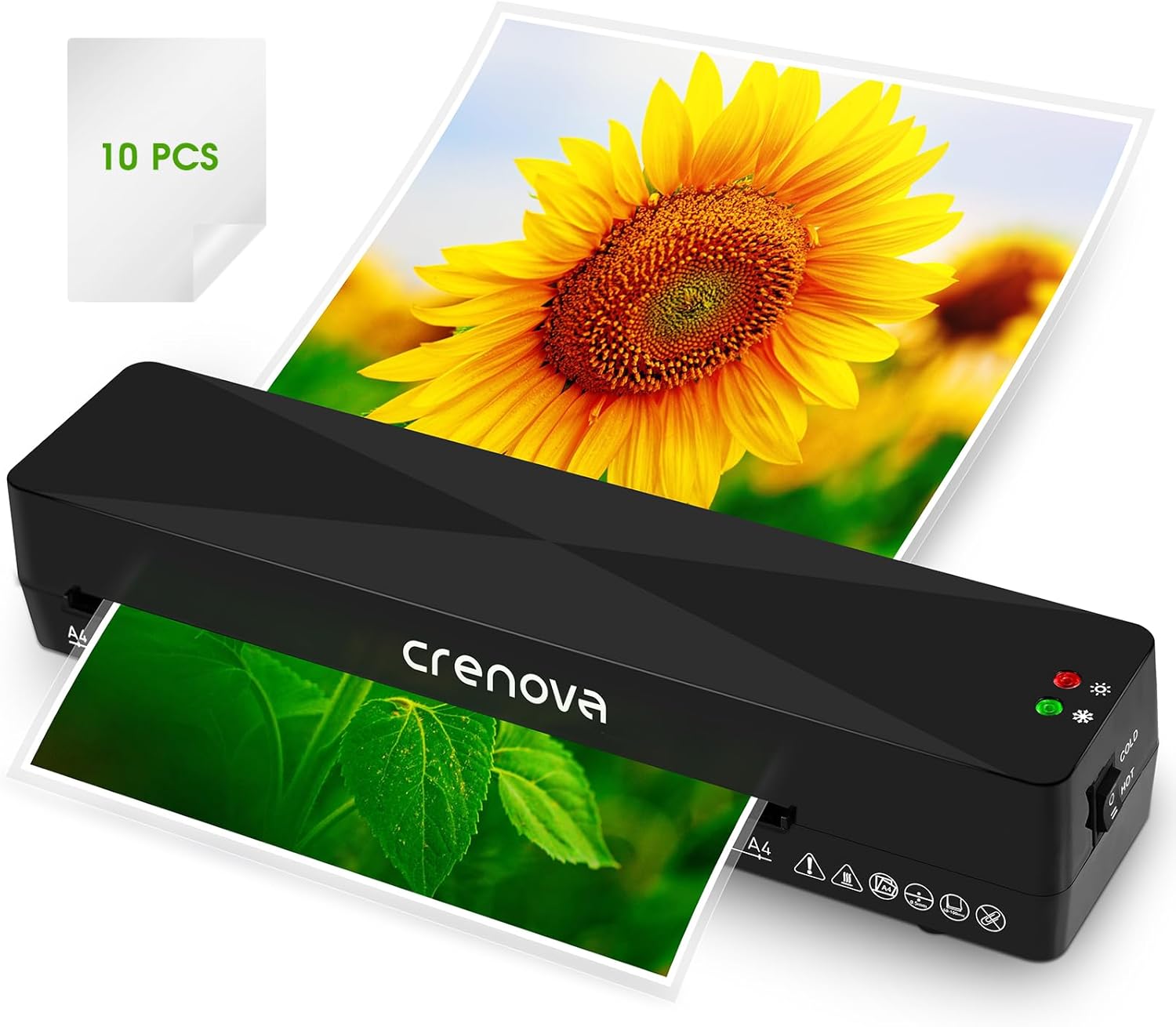 Crenova Laminator, Laminator Machine with 10 Laminating Sheets, A4 Laminating Ma...