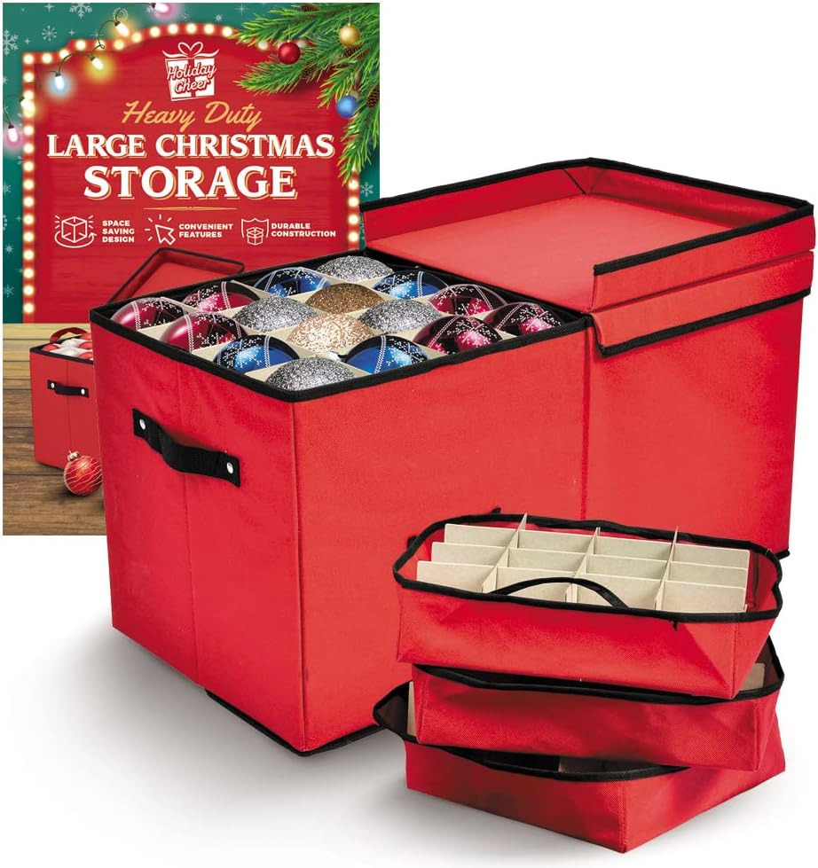 Holiday Cheer Premium Christmas Ornament Storage with 8 Tray – Christmas Storage...