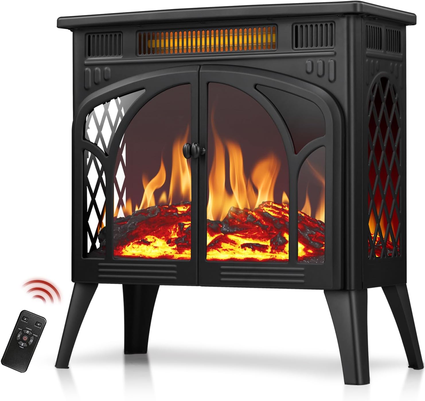 R.W.FLAME Electric Fireplace Heater, Stylish Cathedral Fireplace with Remote Con...