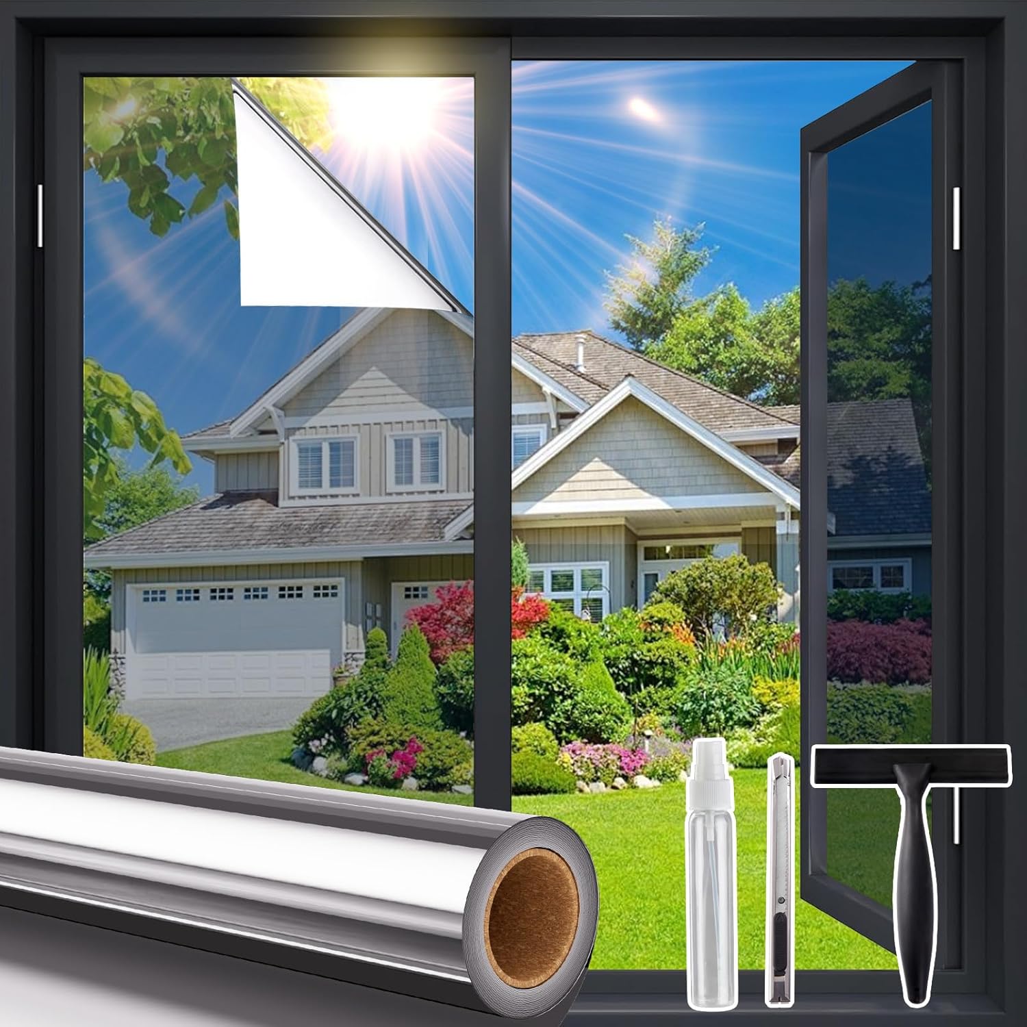 Coavas One Way Window Privacy Film, Window Tint for Home, Reflective Mirror Glas...