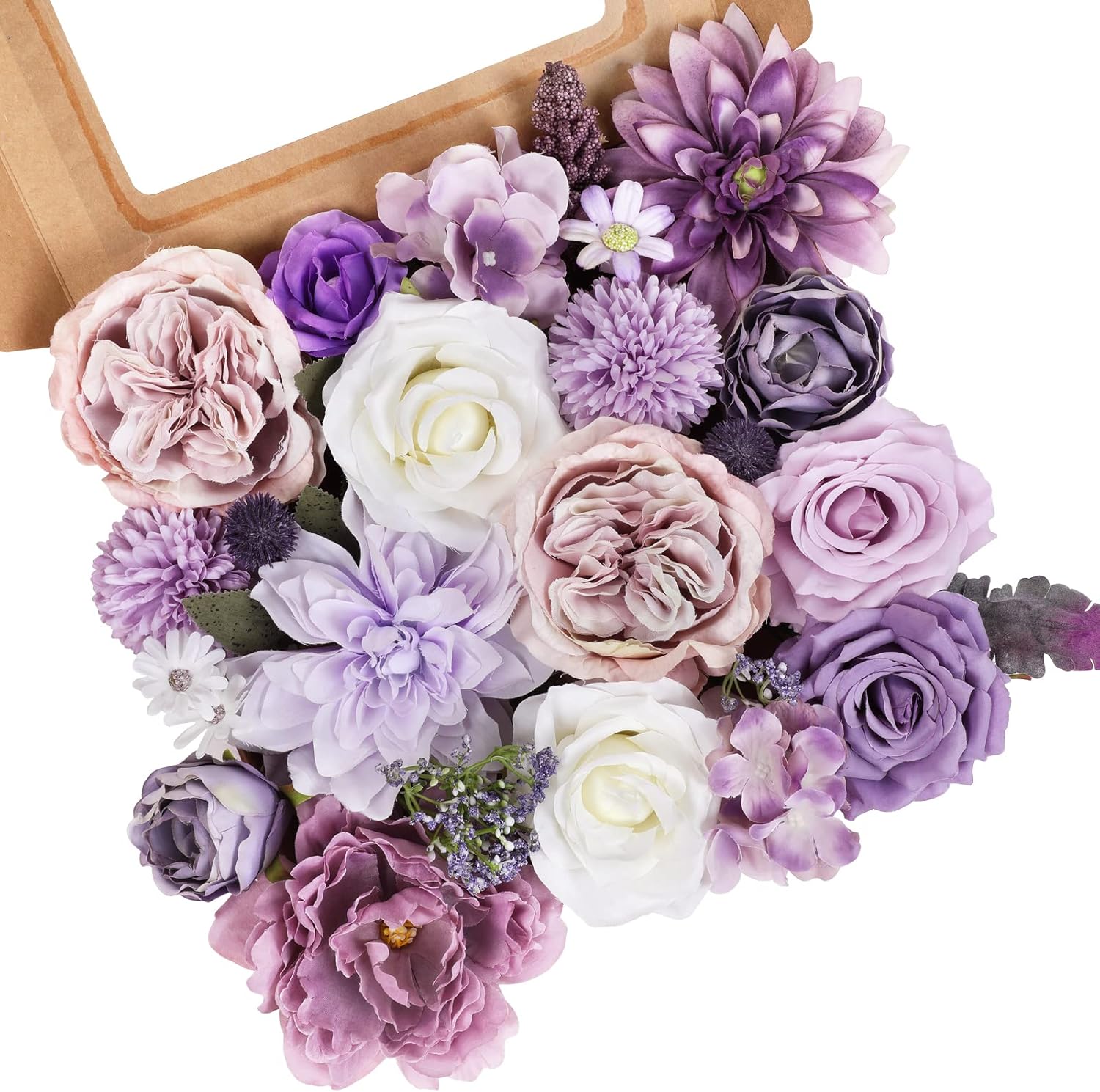 AmyHomie Artificial Purple Flowers Combo Silk Mix Peony Rose Hydrangea Fake Flow...