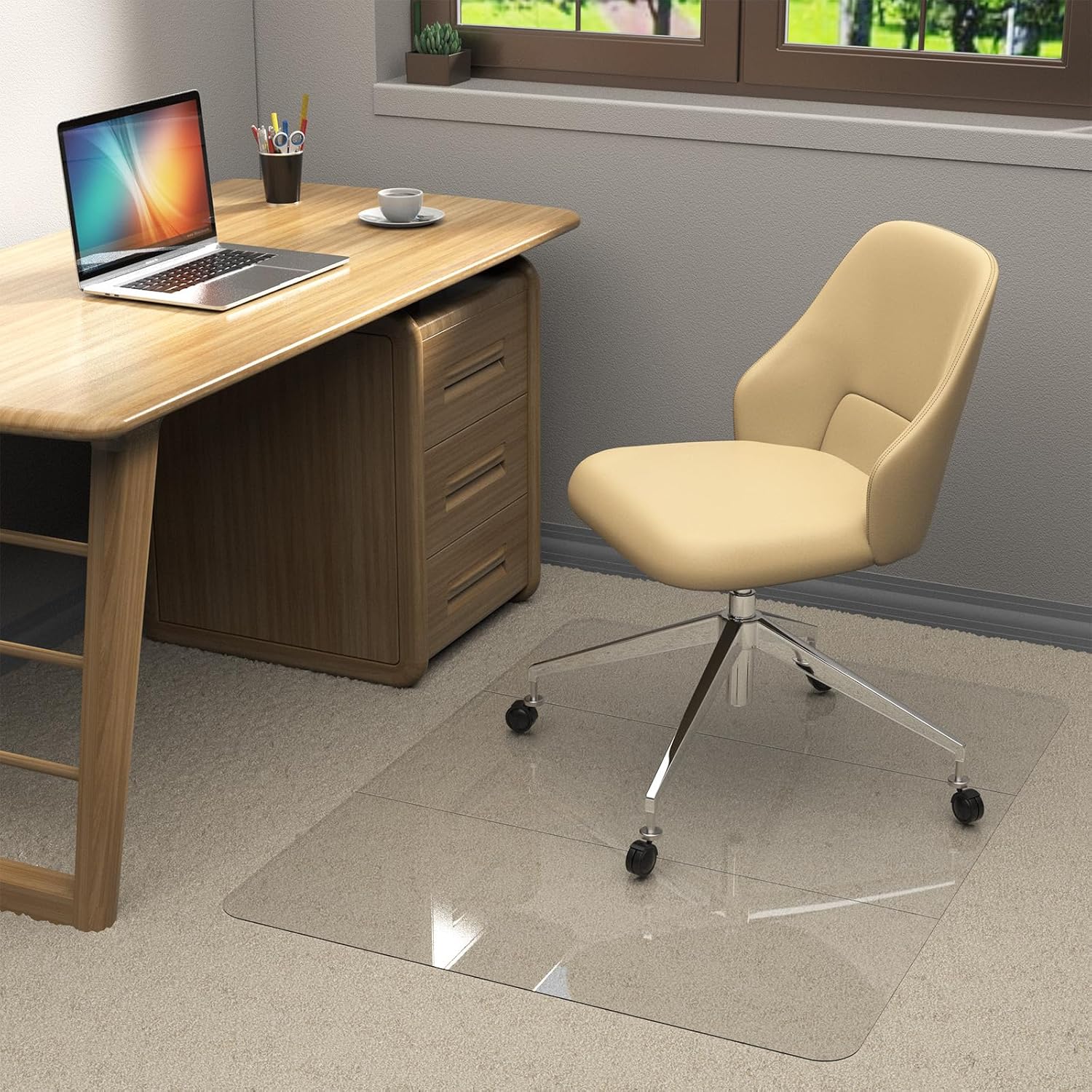 Heavy Duty Crystal Clear Office Chair Mat, Unique Chair Mat for Hardwood, Afford...
