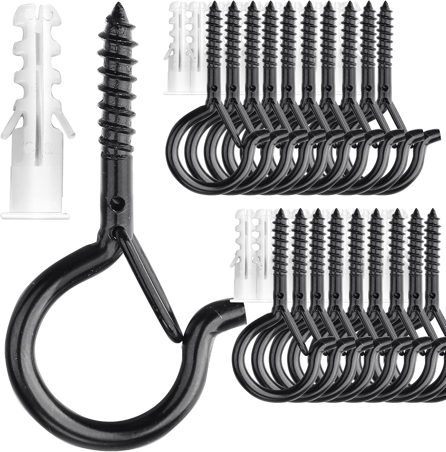 PlusRoc 20 Pack Screw Hooks for Christmas Lights Outside, Heavy Duty 2.2 Inch Bl...