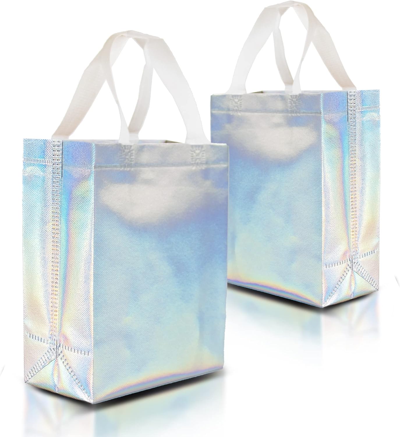 Nush Nush Iridescent Gift Bags Medium Size – Set of 12 Holographic Reusable Gift...