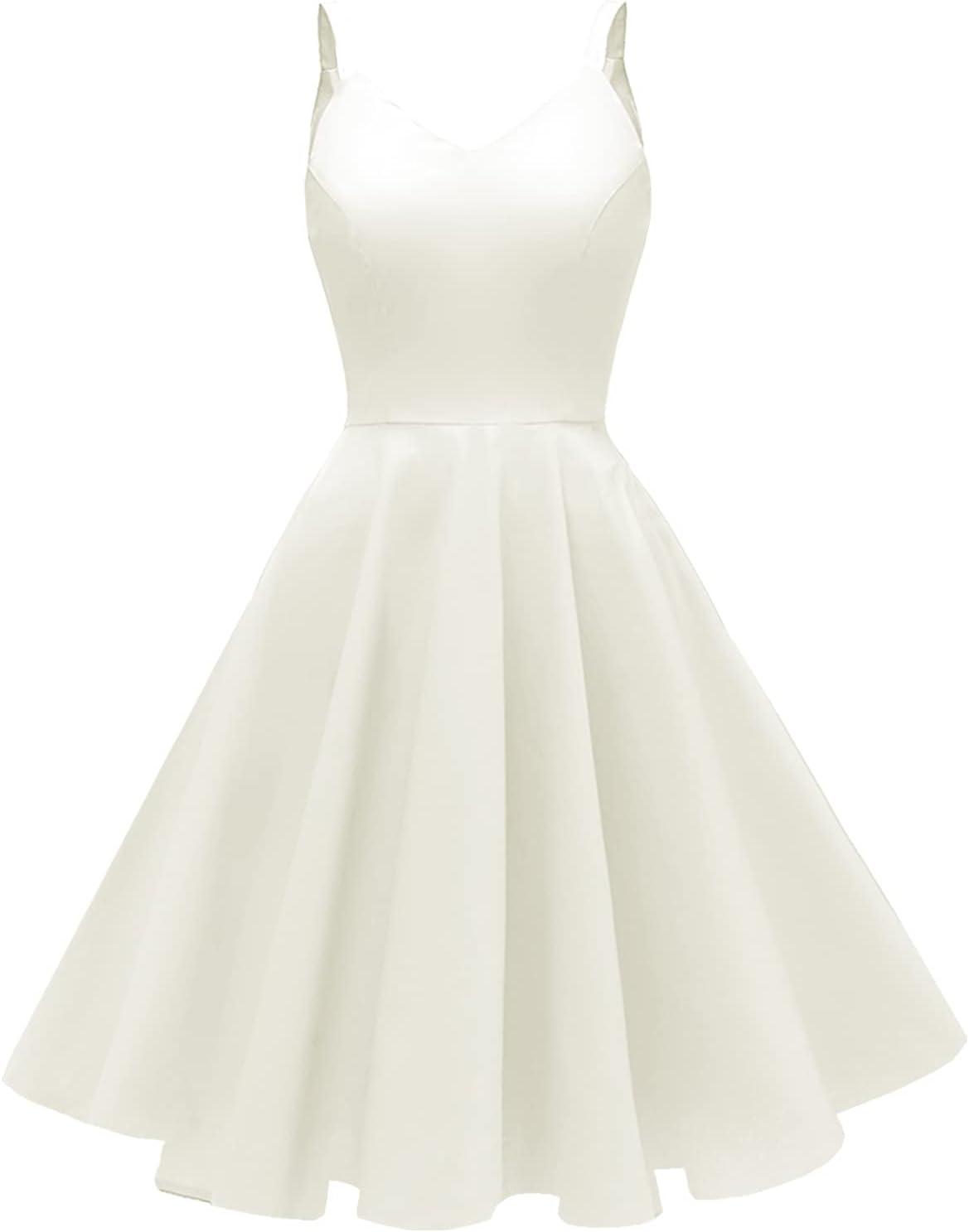 GOOBGS Women's 1950s Retro Vintage Spaghetti Strap Cocktail Swing Dresses with P...