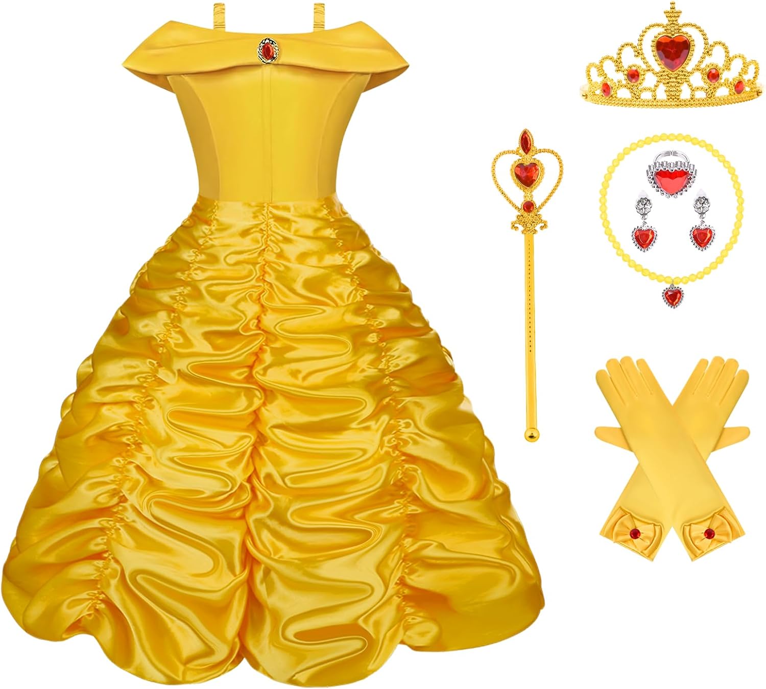 Vicloon 9 Pcs Princess Belle Costume Dress, Little Girl Princess Dresses Princes...