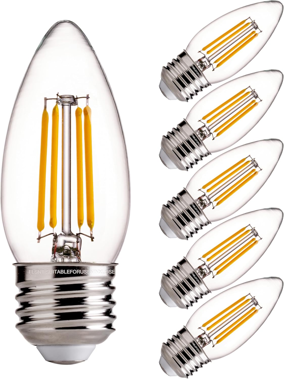 FLSNT Dimmable Candelabra Light Bulbs 60W Equivalent E26 Base, B11 LED Chandelie...
