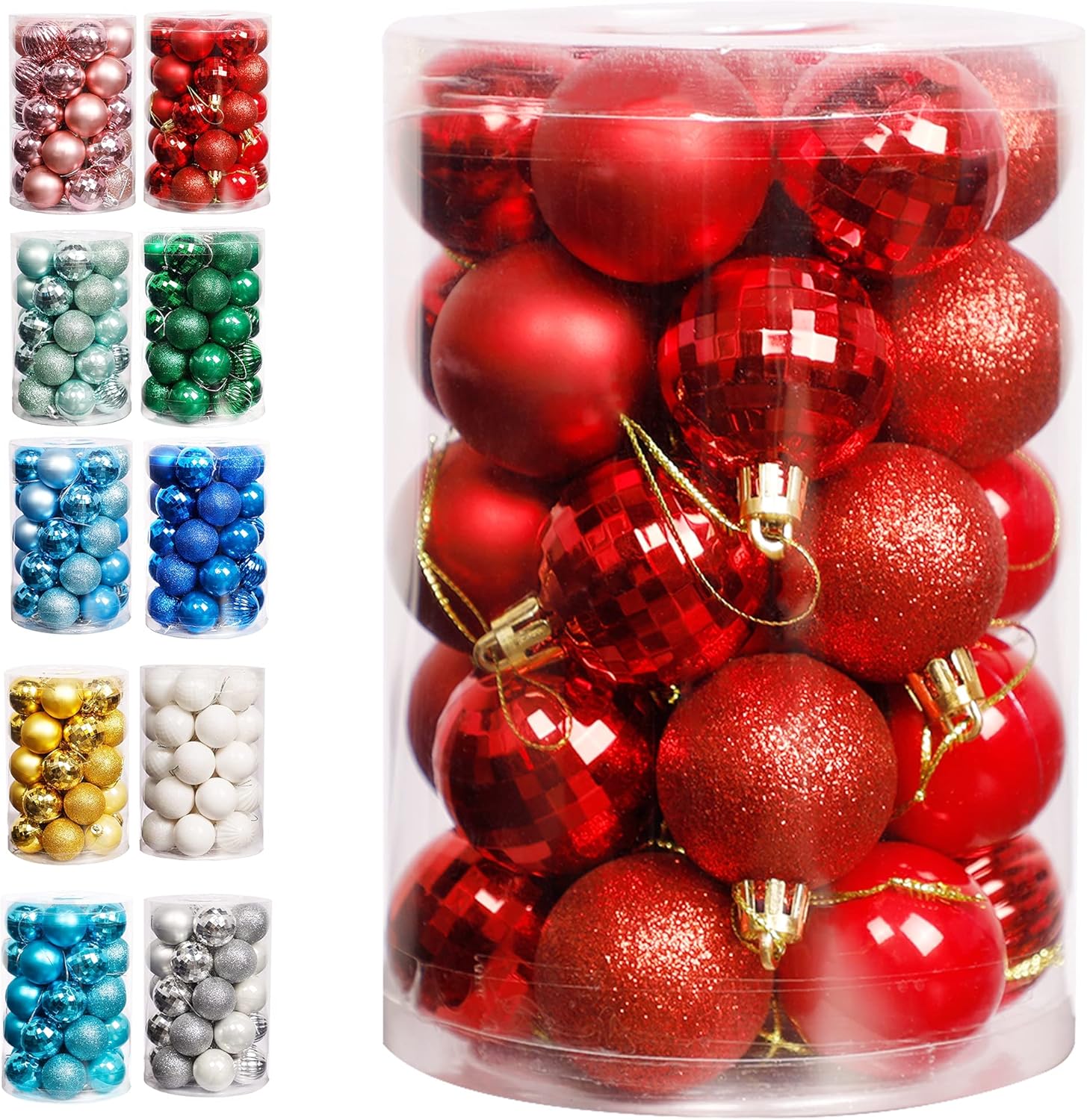 Lulu Home Christmas Ball Ornaments, 34 Ct Xmas Tree Decorations, Holiday Hanging...