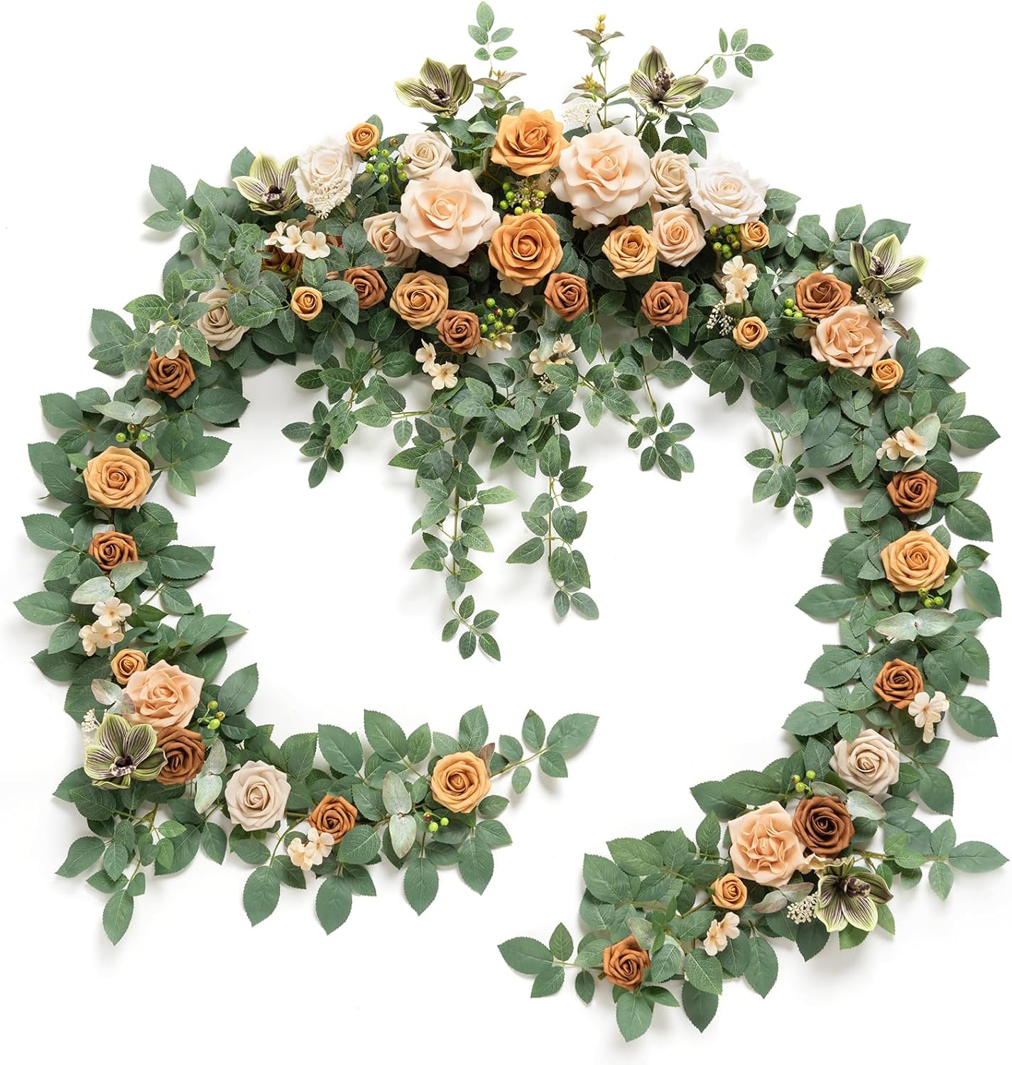 Ling's Moment 9FT Eucalyptus and Willow Leaf Garland with Modular Design,Handcra...