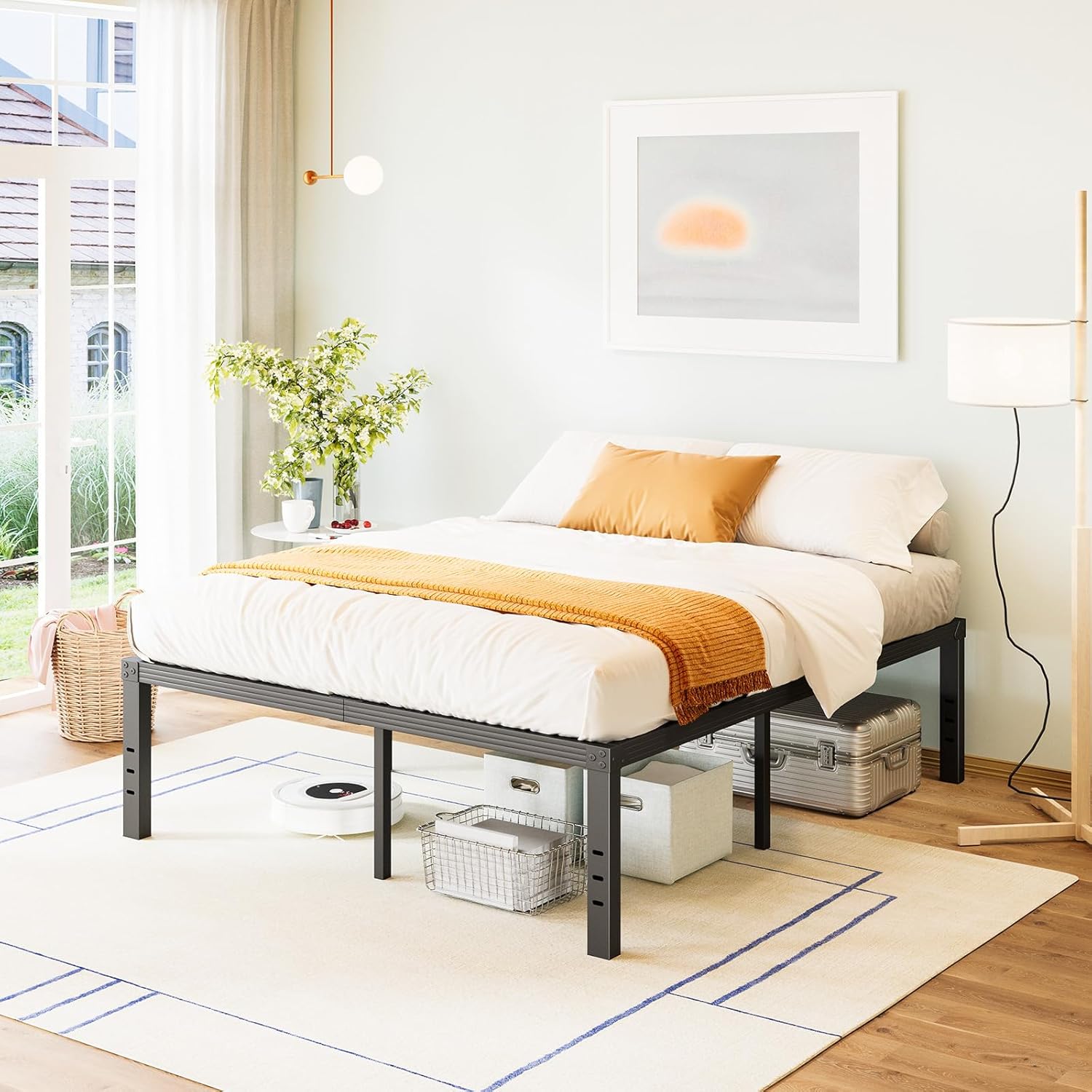 Queen-Bed-Frame / 18 Inch Metal Platform Bed Frame Queen Size/Reinforced Steel S...