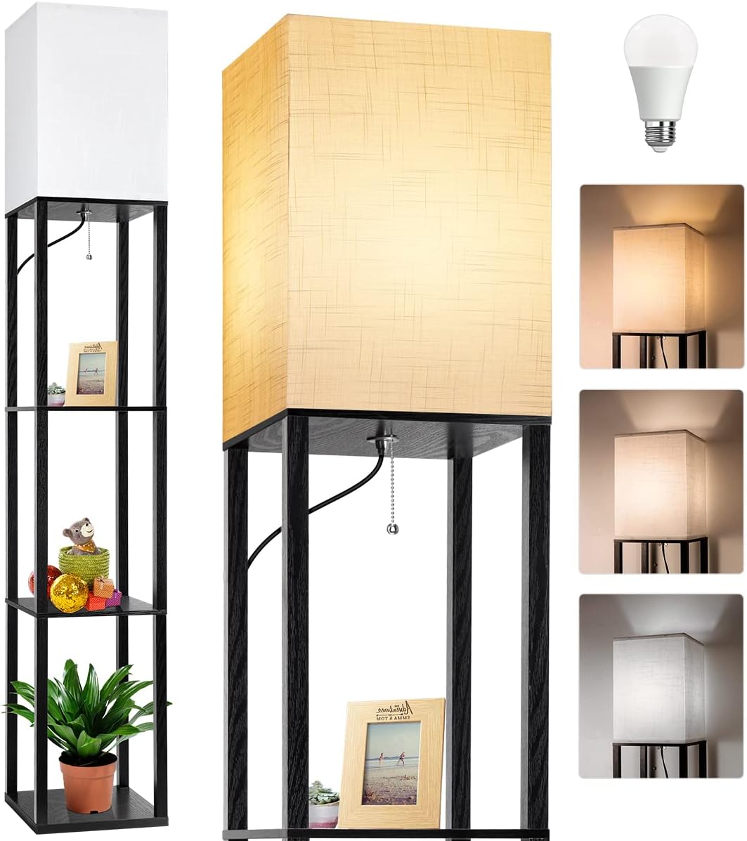 Dott Arts Floor Lamp with Shelves, Floor Lamps for Living Room Decor Display She...