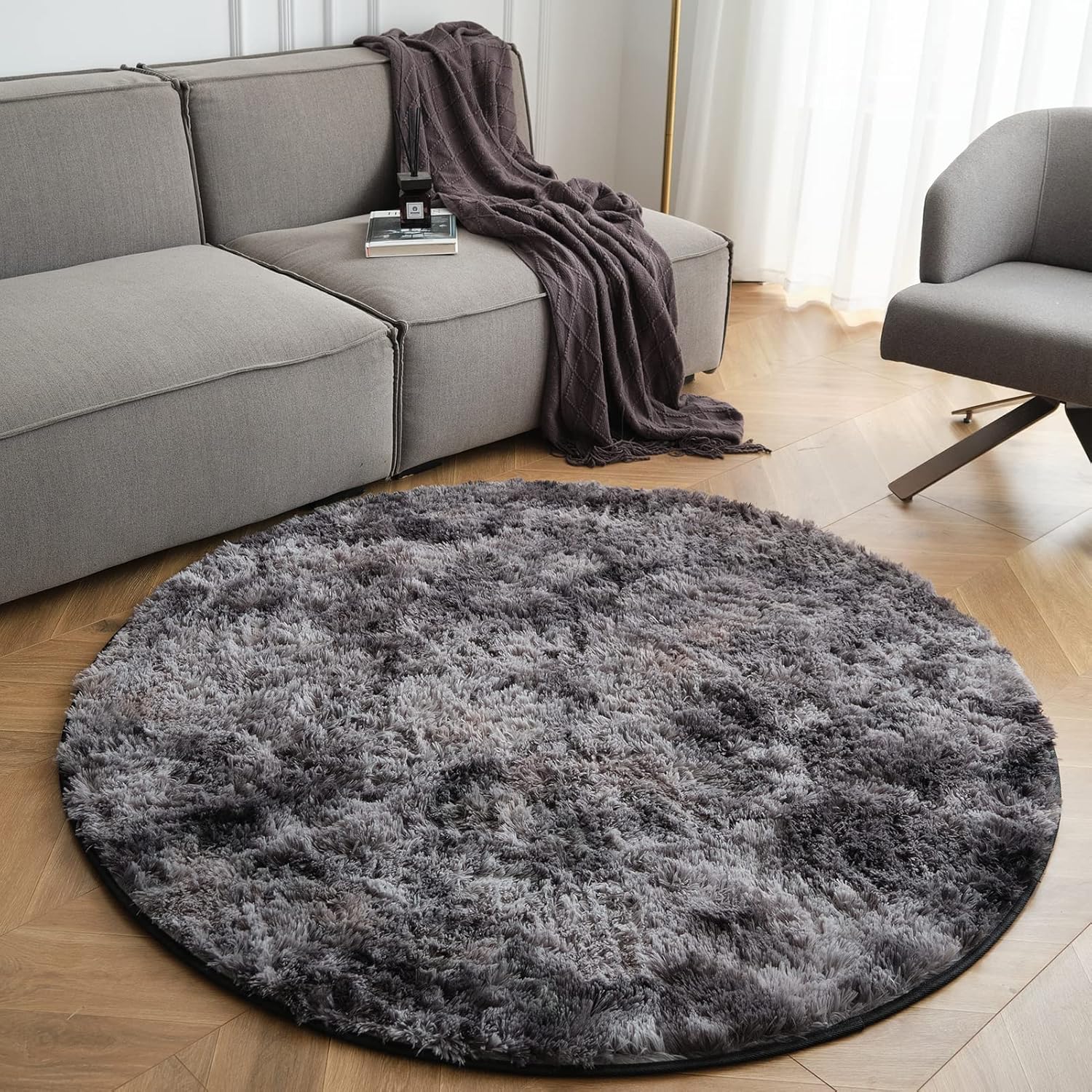 CHOSHOME Round Rug, Special Large Fluffy Rugs for Living Room, Innovative Non-Sl...