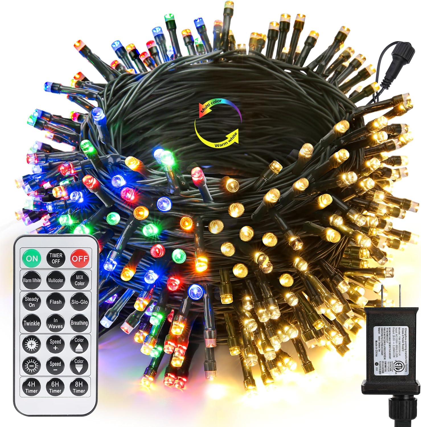 Joomer Color Changing Christmas Lights, 98FT 300 LED String Lights with Remote T...
