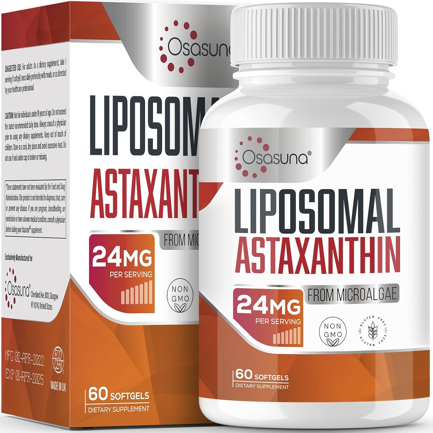 Liposomal Astaxanthin Supplement 24 MG, Maximum Absorption, Antioxidant Stronger...