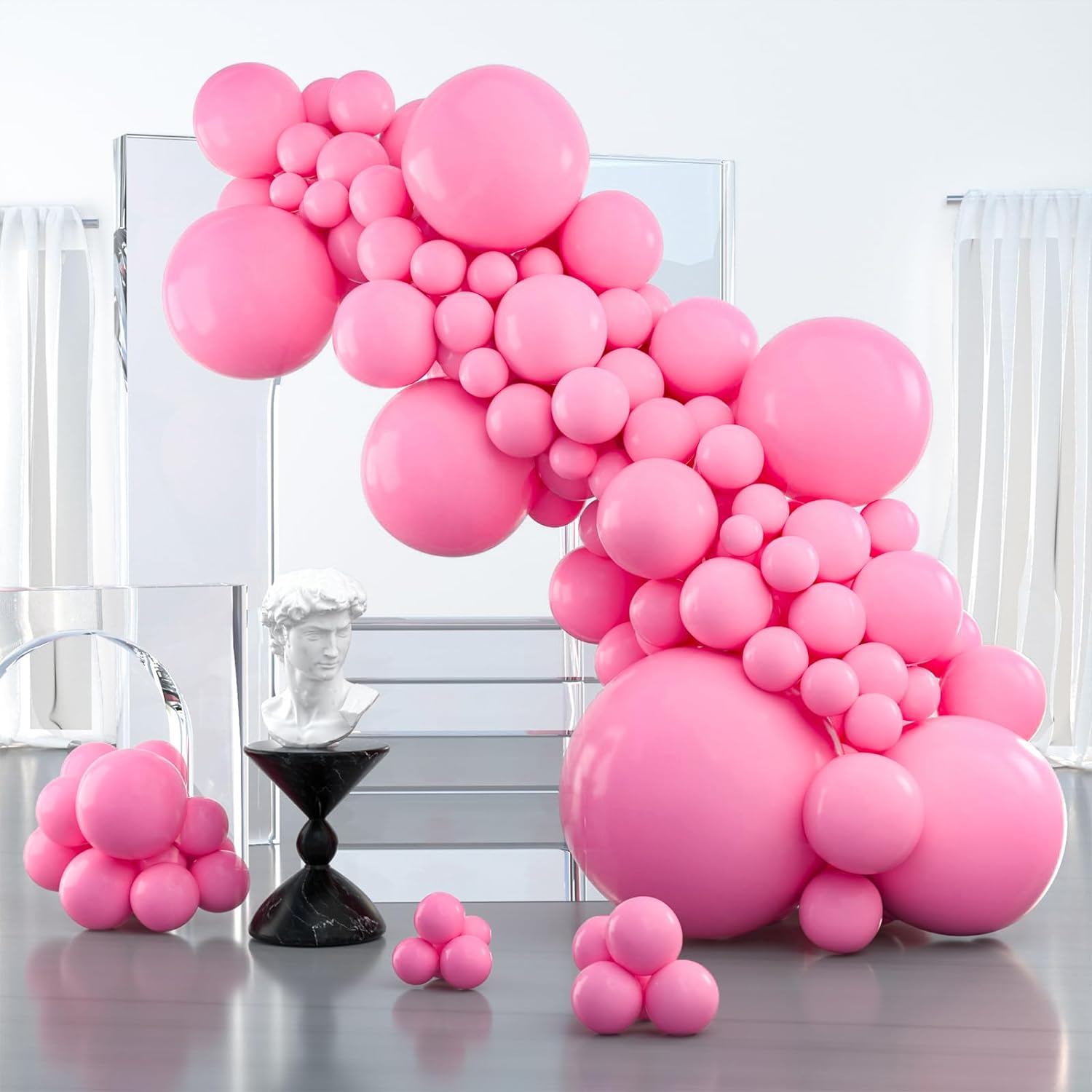 PartyWoo Magenta Pink Balloons, 127 pcs Hot Pink Balloons Different Sizes Pack o...