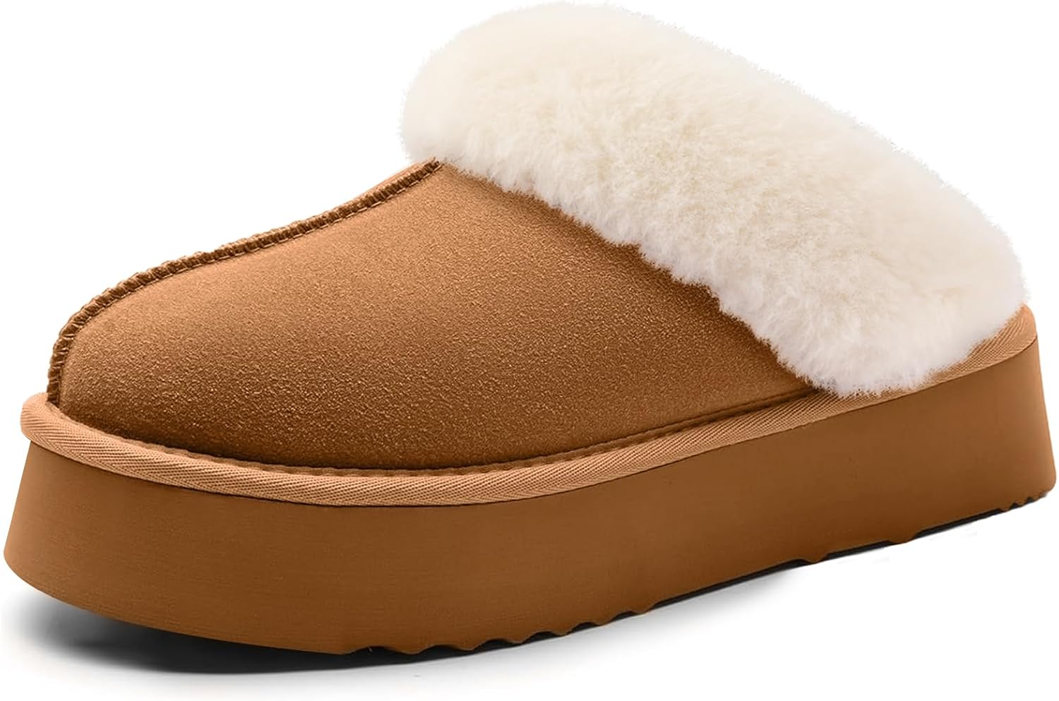 LazyStep Women's Moody Platform House Slippers 7-8 Chestnut