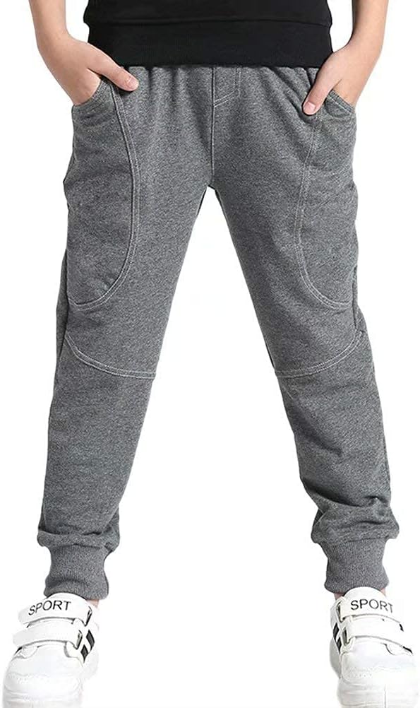 BINPAW Boy's Cotton Sweatpants, Age 4T-16 Years 8-9 Years A-grey