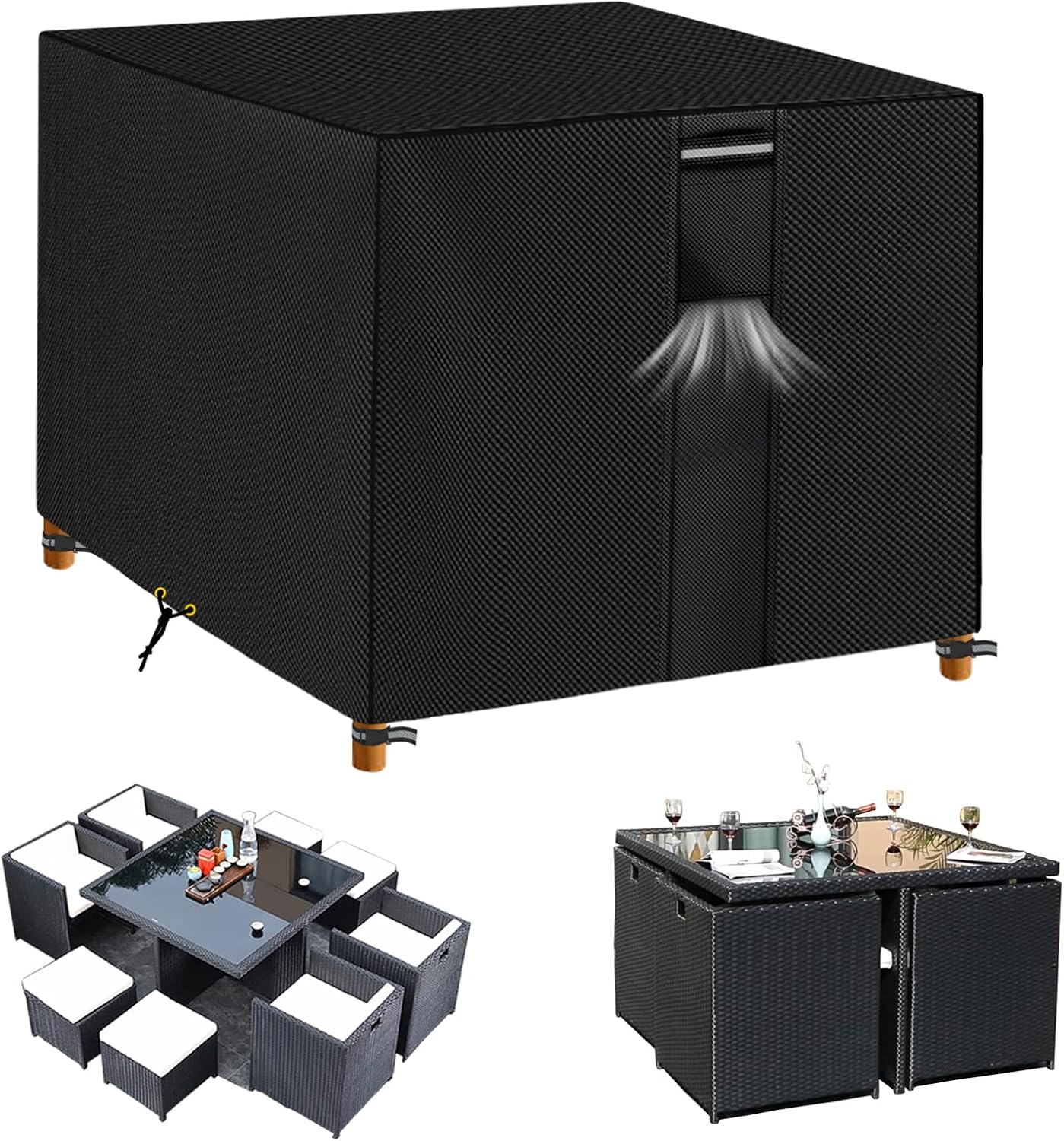 RICHIE Garden Furniture Covers Waterproof Garden Outdoor Table Cover 125x125x71c...